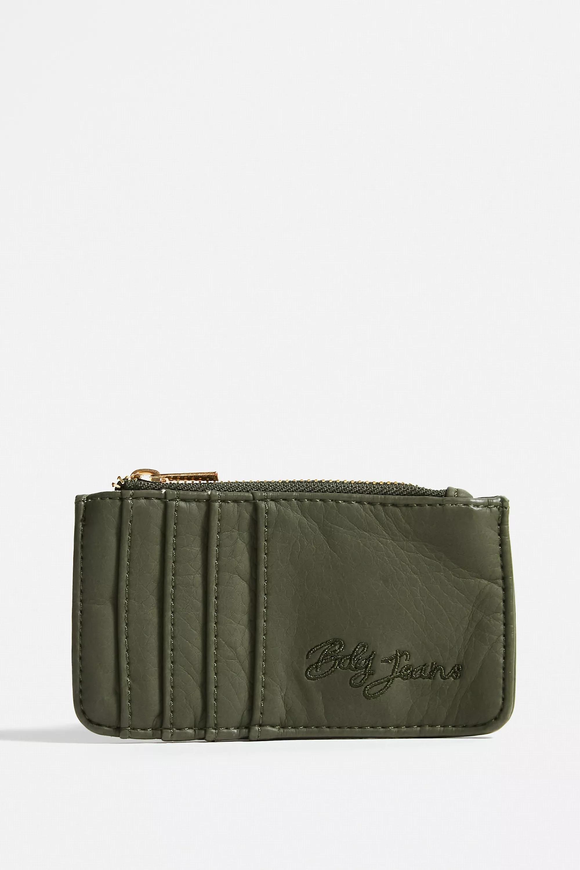 Khaki Bdg Washed Faux Leather Cardholder, , large image number 0