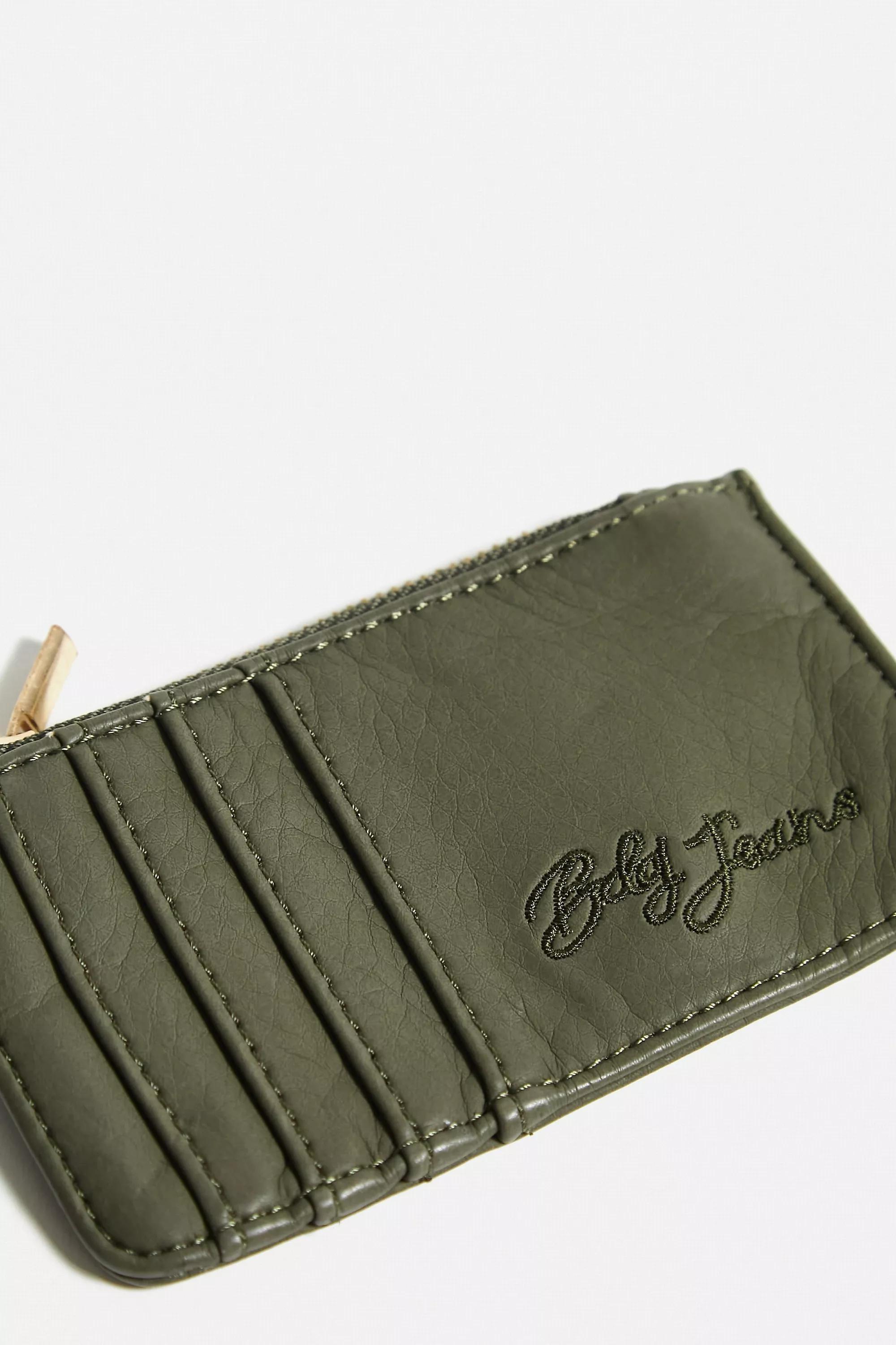 Khaki Bdg Washed Faux Leather Cardholder, , large image number 1