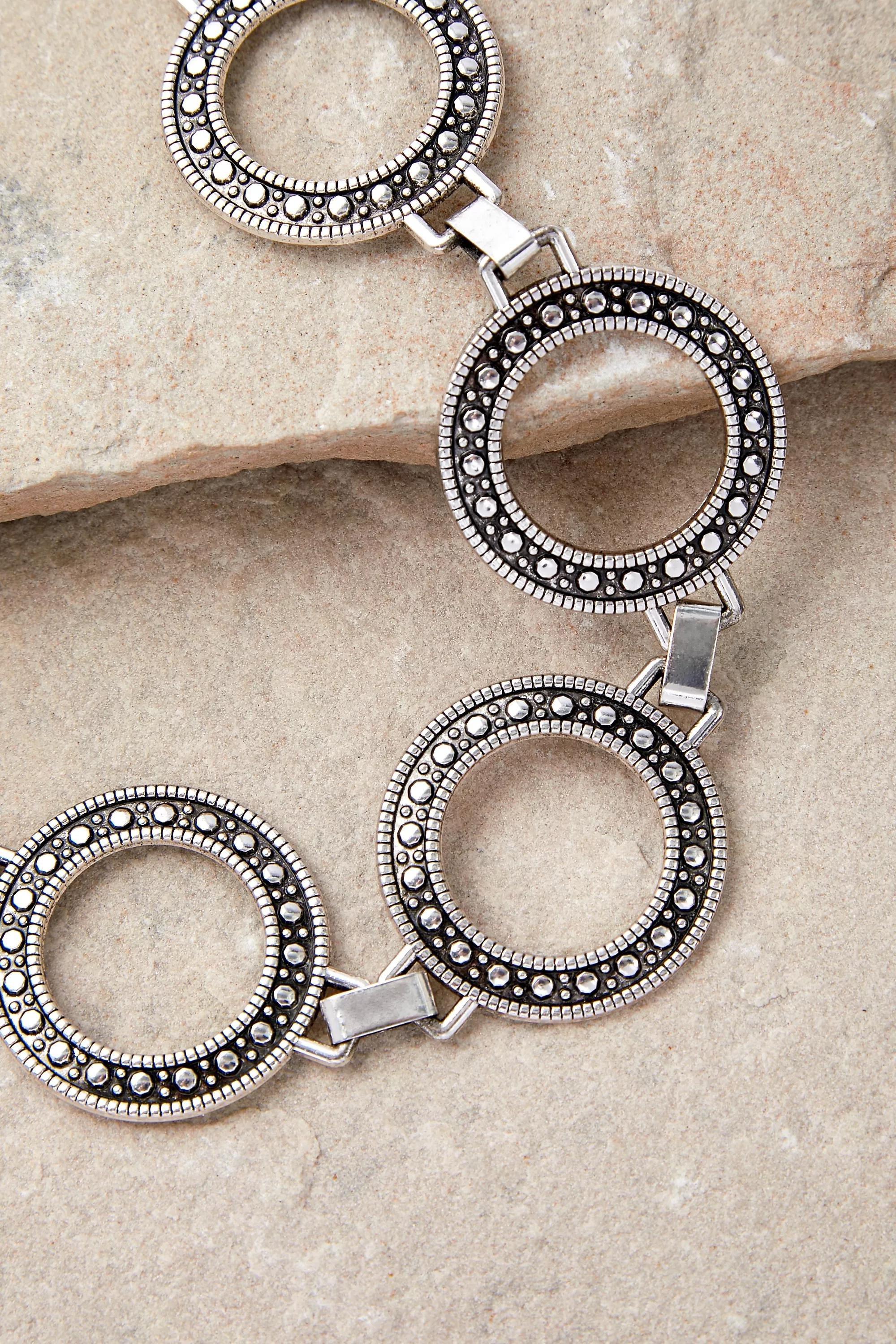 Silver Uo Textured Circle Chain Belt, , large image number 2