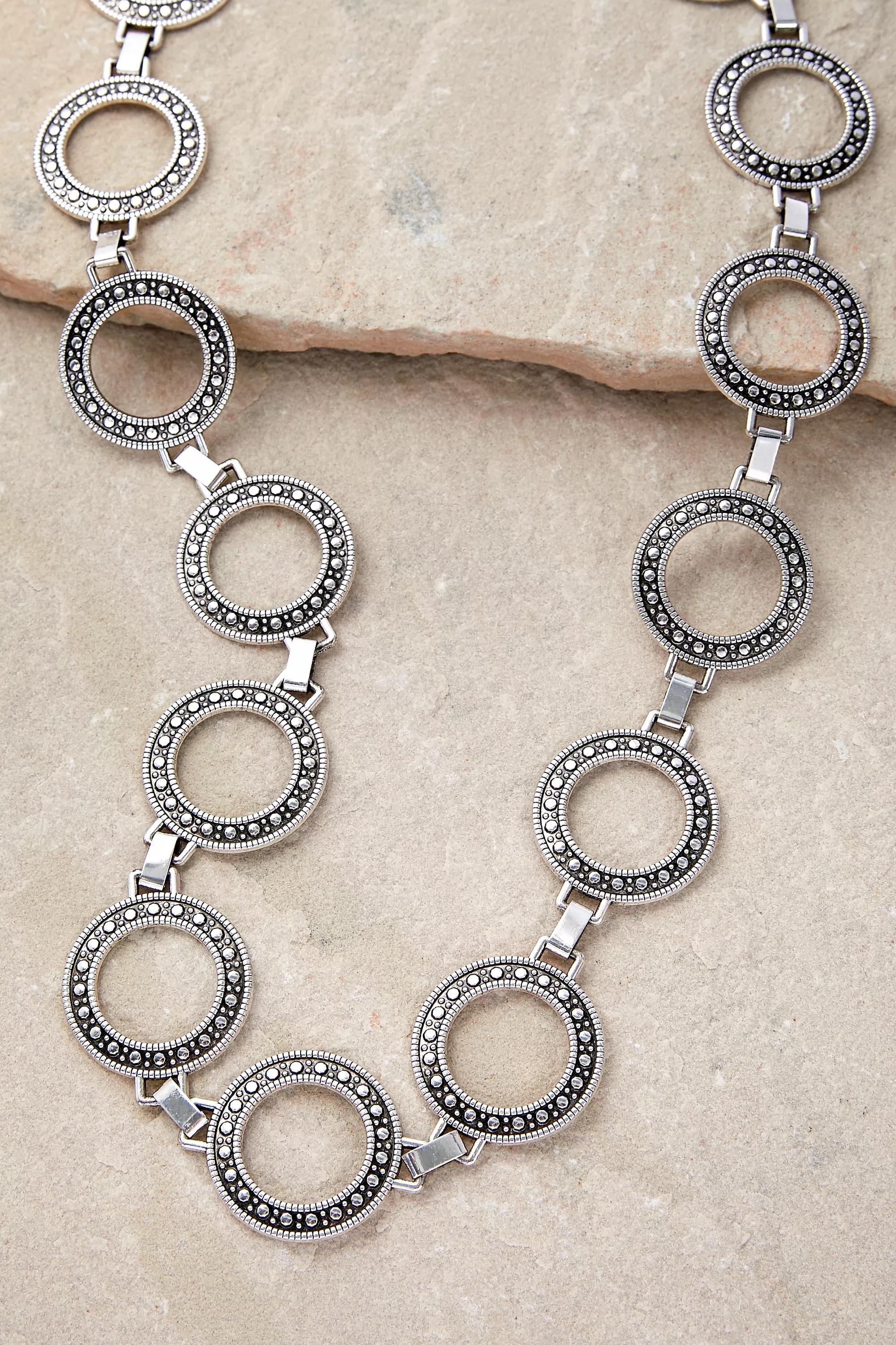 Silver Uo Textured Circle Chain Belt, , large image number 3