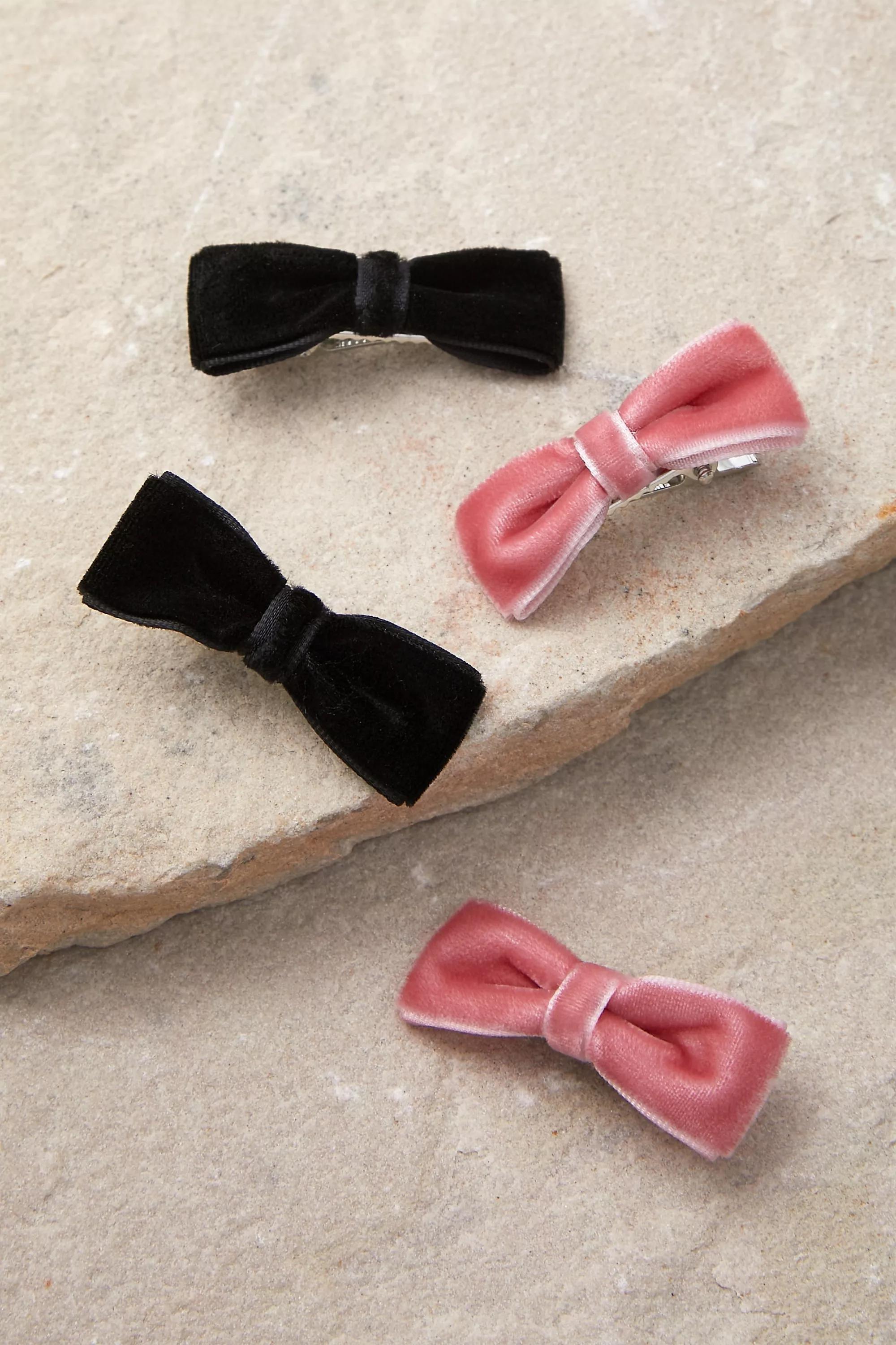 Black Mini Velvet Hair Clips 4-Pack, , large image number 1