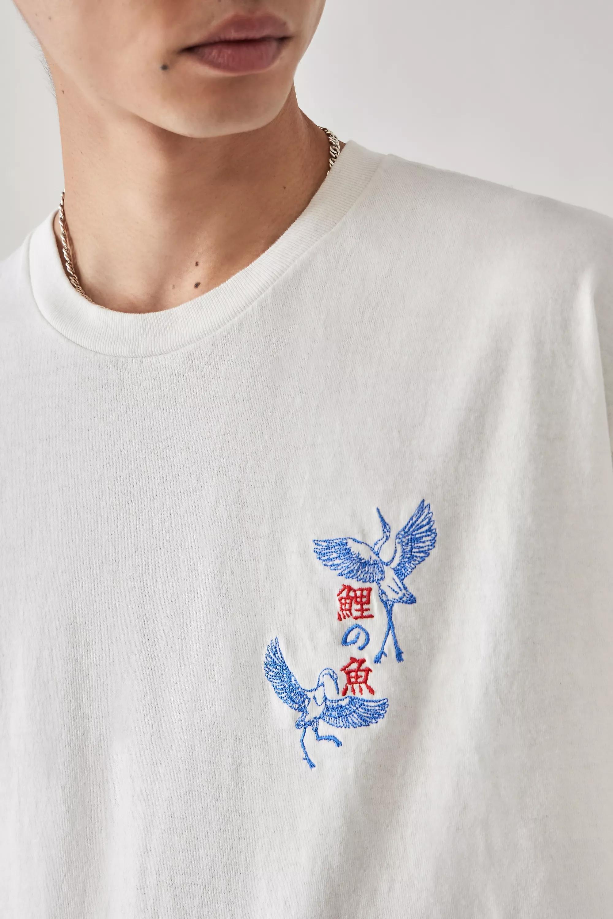 Urban Outfitters - White Embroidered Birds T-Shirt
