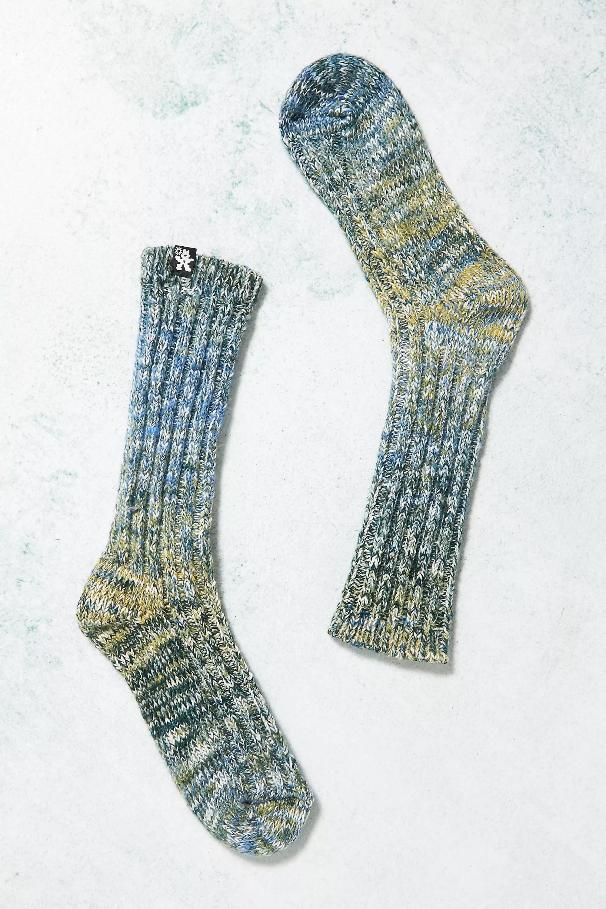 Green Uo Nomad Ombre Green Slub Socks, GRN, large image number 0
