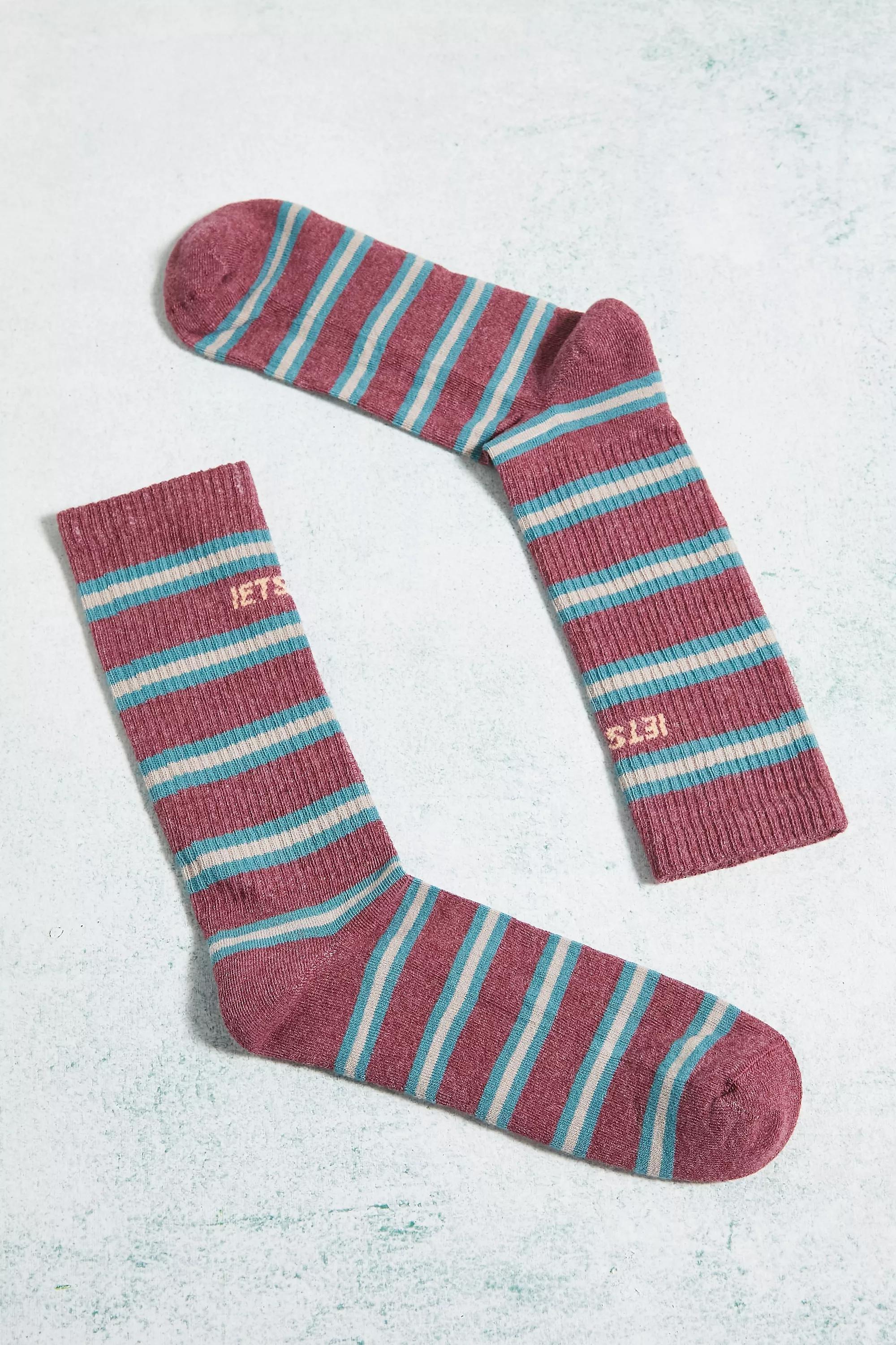 Burgundy Marl Stripe Socks, WINE, large image number 0