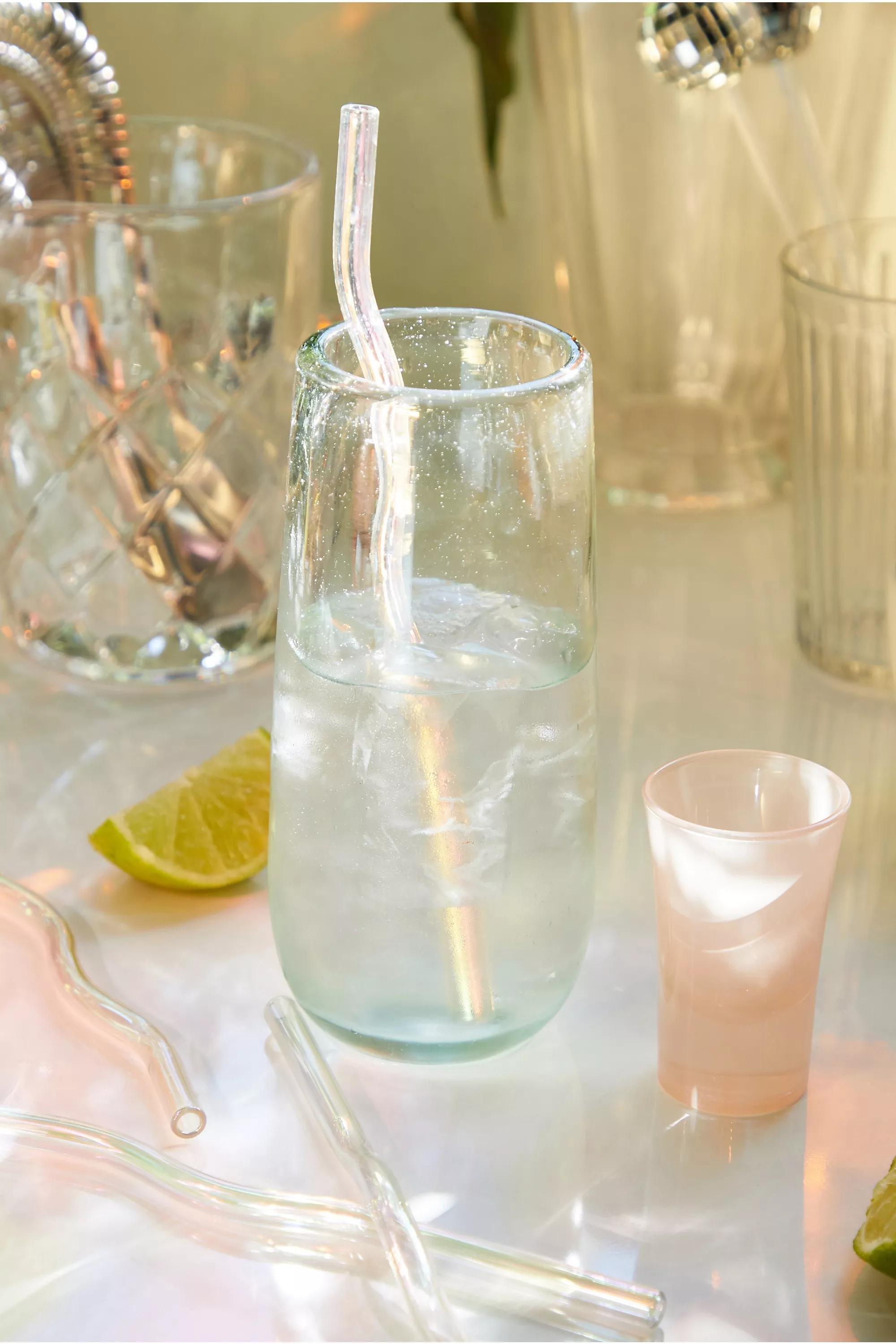 Clear Wavey Glass Straws, Set Of 4, , large image number 0