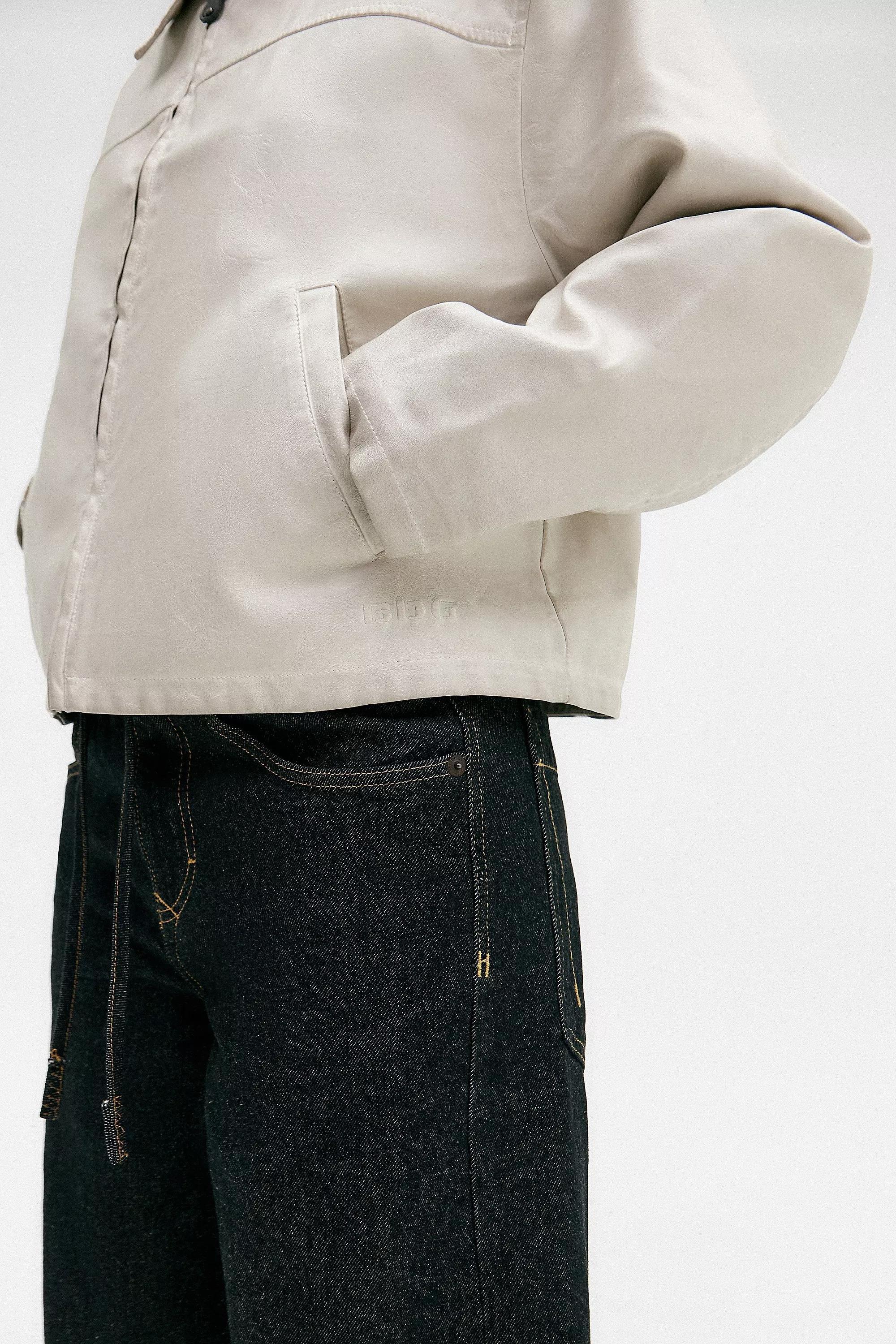 Beige Bdg Dex Faux Leather Jacket, , large image number 3