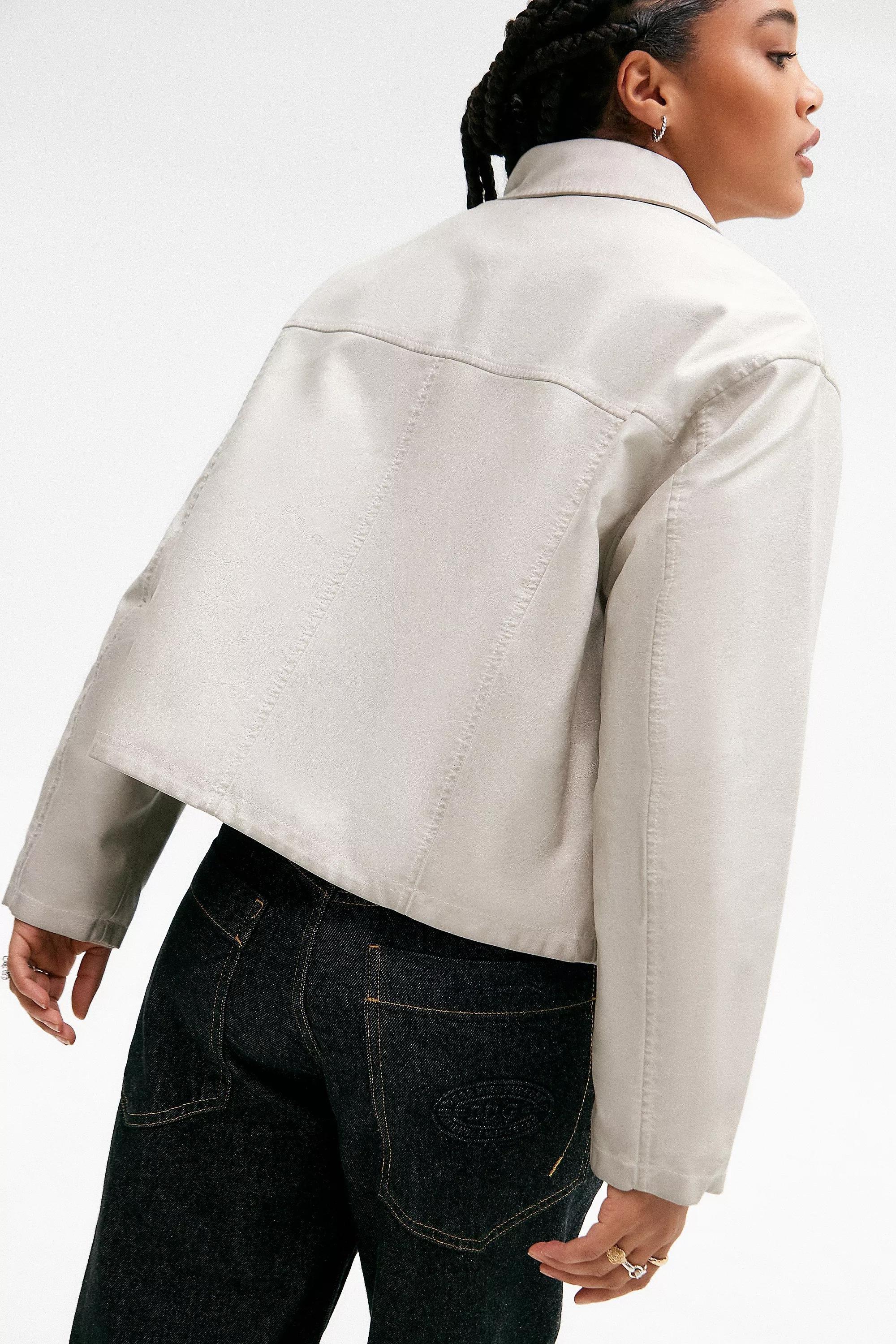 Beige Bdg Dex Faux Leather Jacket, , large image number 4
