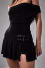 Urban Outfitters - Black Off-The-Shoulder Kilt Playsuit