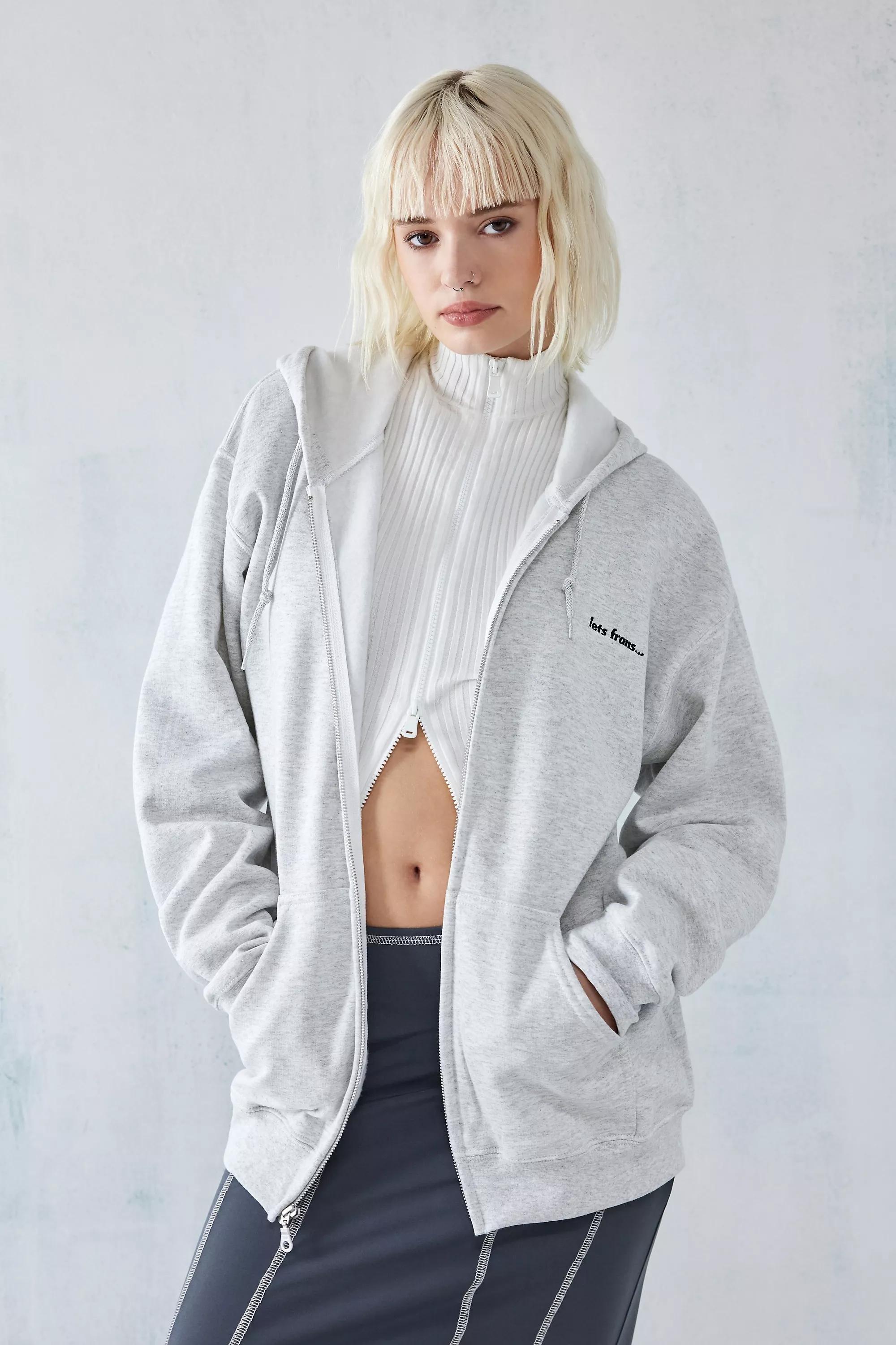 Urban Outfitters GREY iets frans Grey Marl Zip Up Hoodie