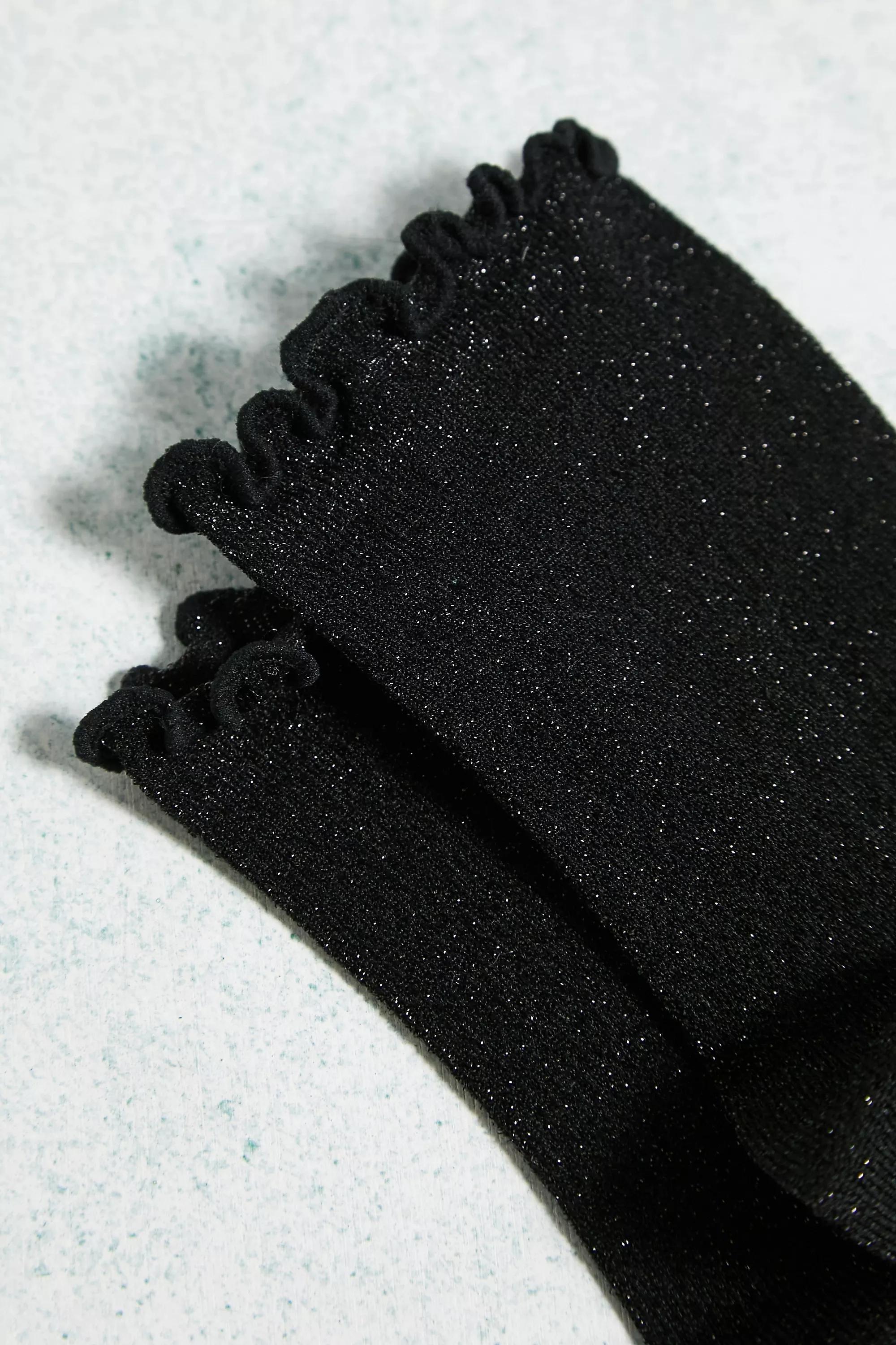 Black Out From Under Frill Edge Glitter Socks, , large image number 2