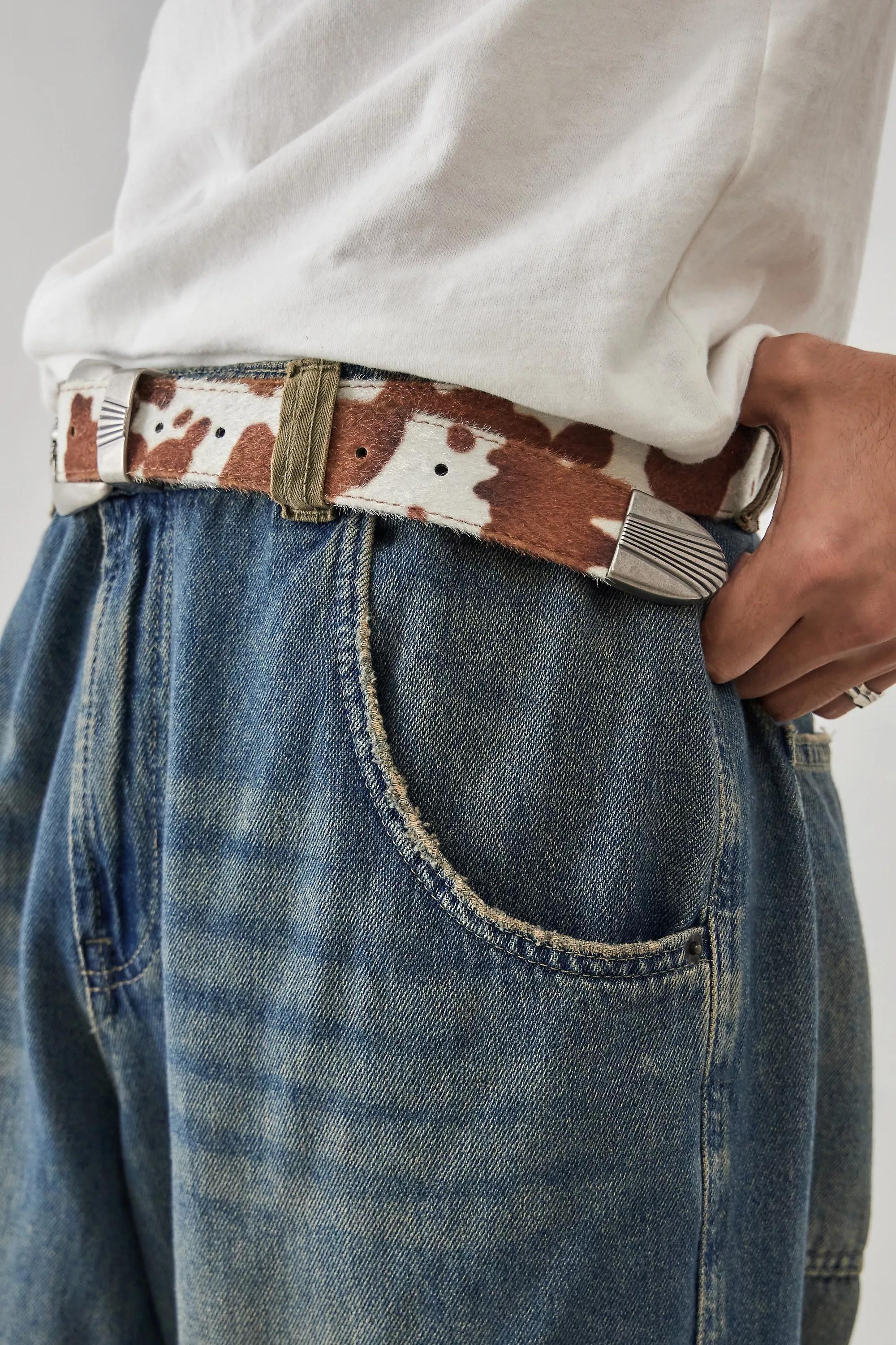 Multicolour Uo Cow Print Buckle Belt, ASSORT, medium