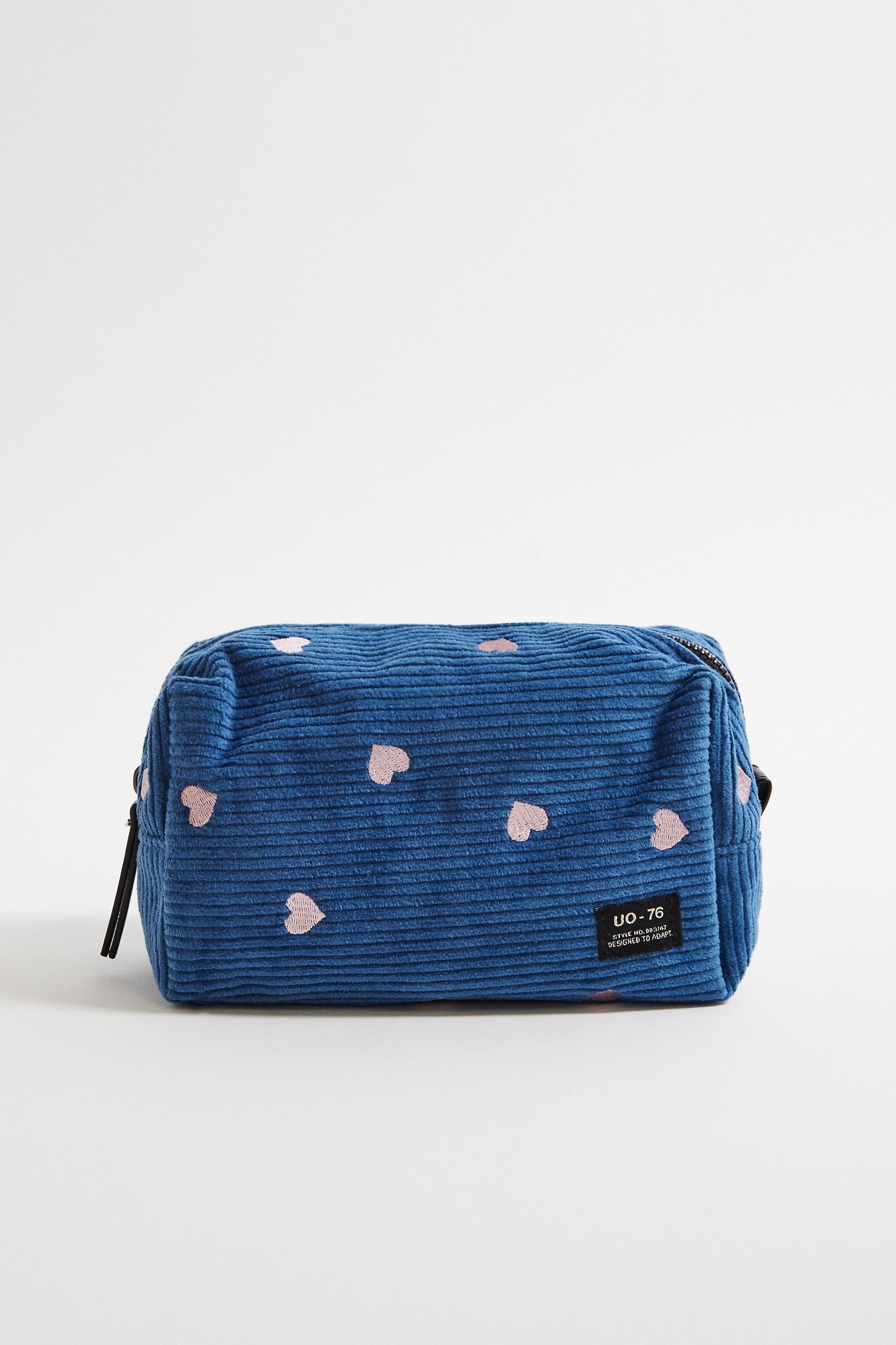 Blue Bdg Heart Cord Makeup Bag, D BL, large image number 0