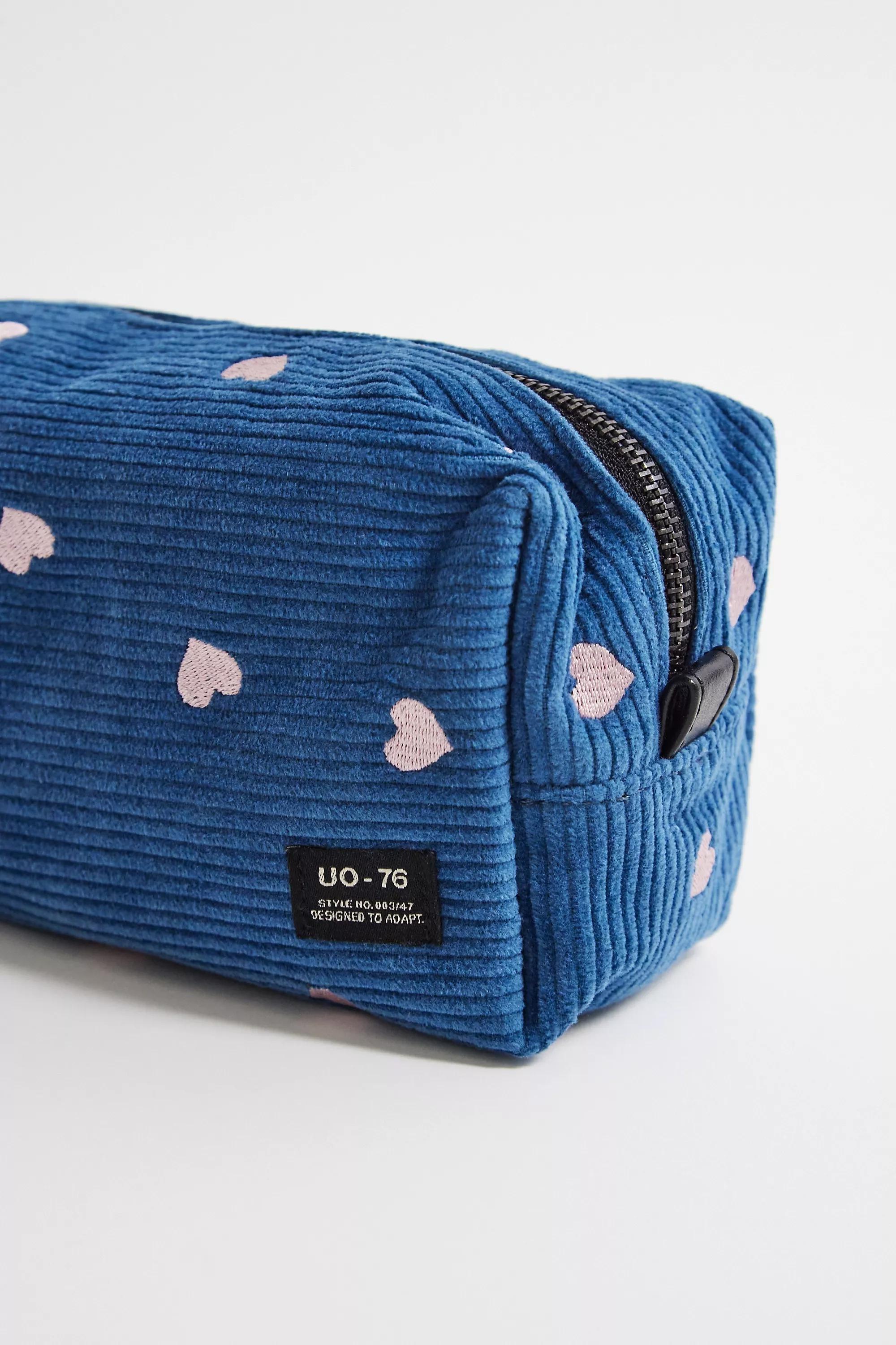 Blue Bdg Heart Cord Makeup Bag, D BL, large image number 2