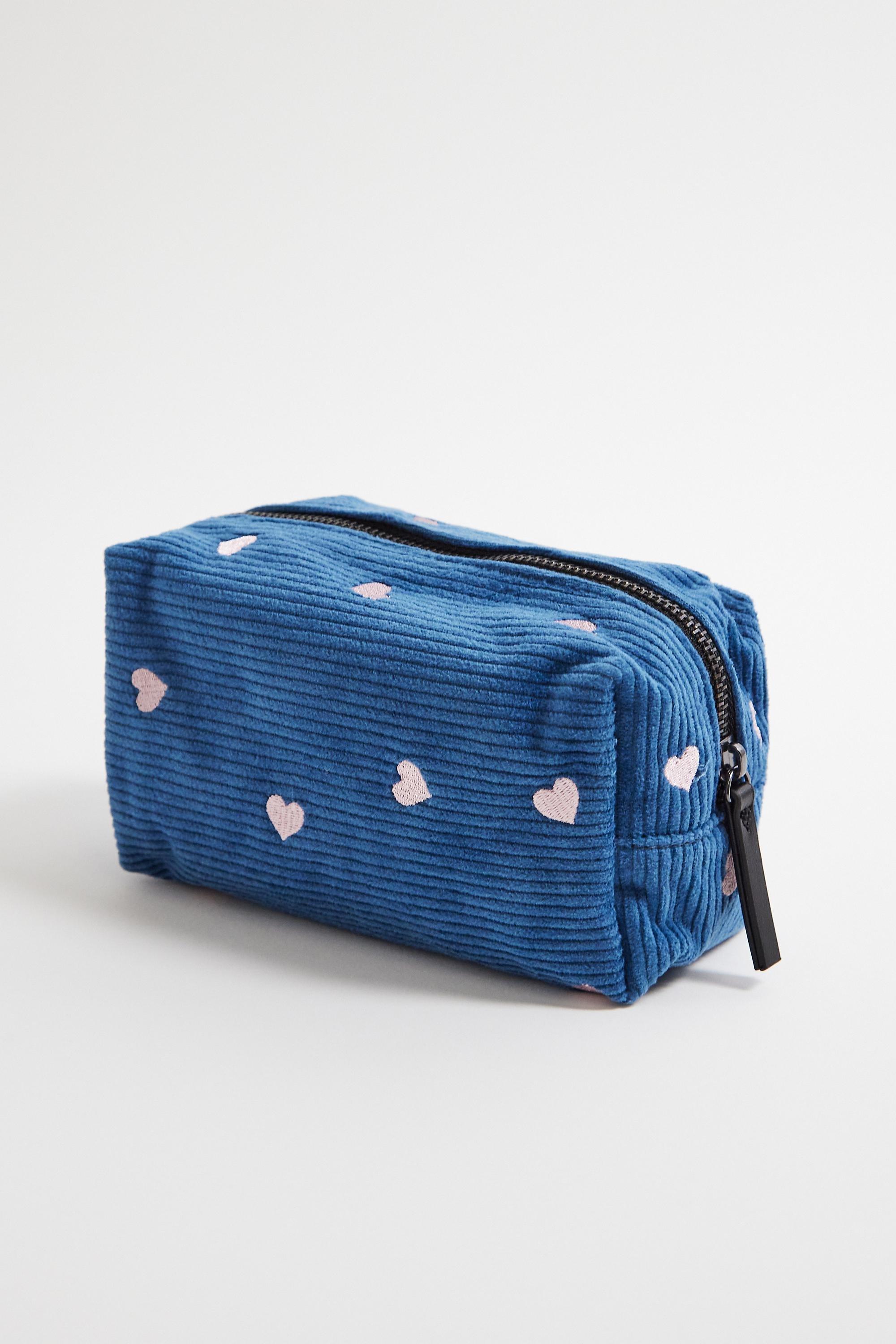 Blue Bdg Heart Cord Makeup Bag, D BL, large image number 3