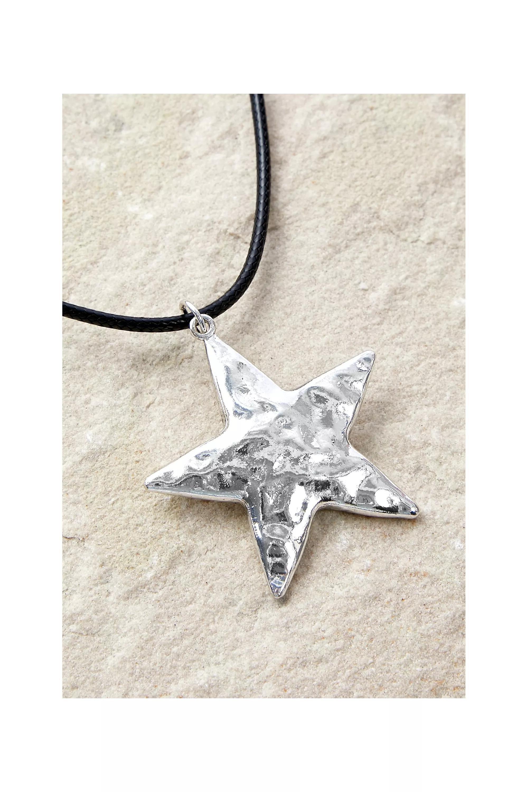 Silver Silence + Noise Hammered Star Choker, SLVR, large image number 0