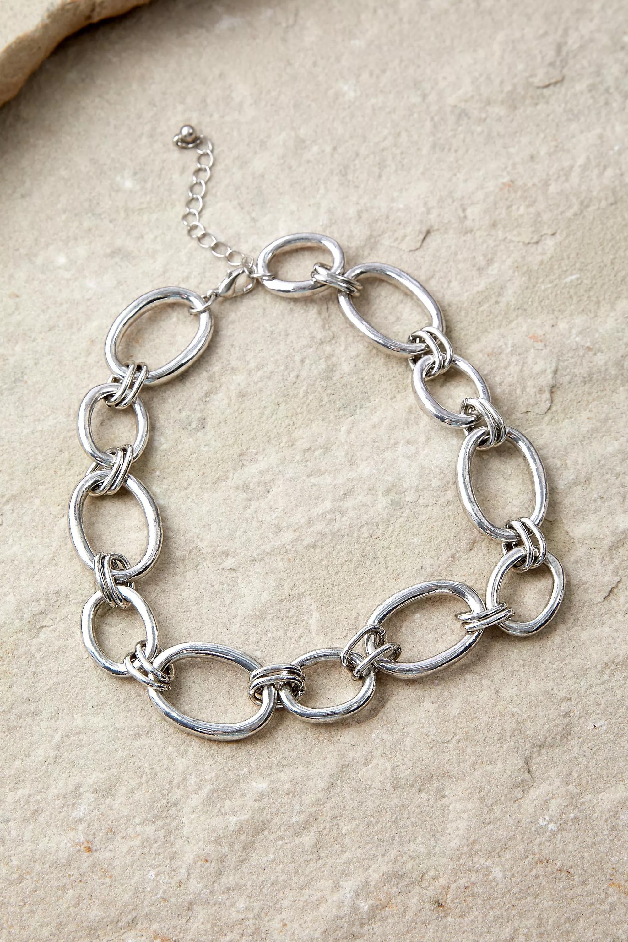 Silver Silence + Noise Circle Link Choker Necklace, , large image number 0