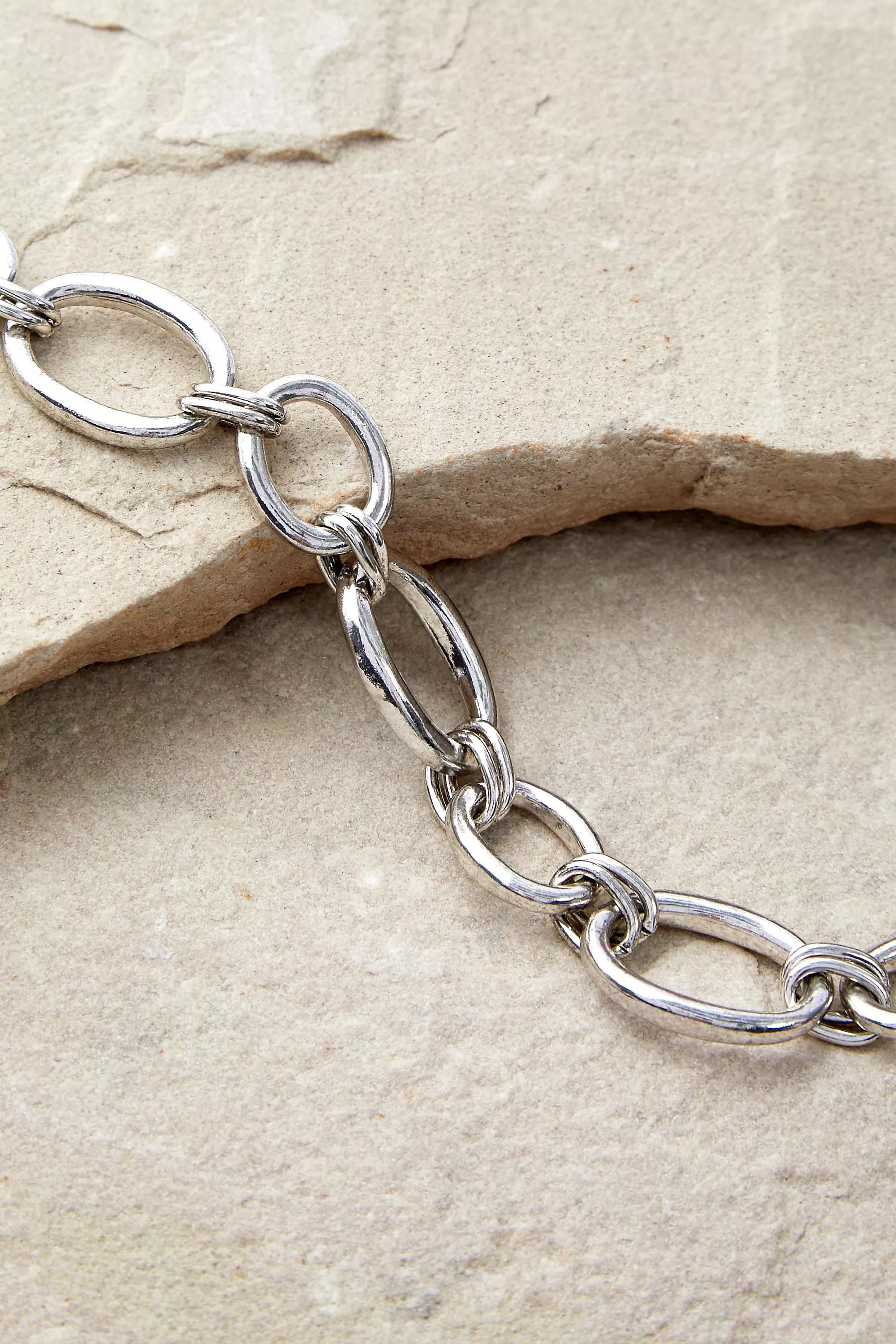 Silver Silence + Noise Circle Link Choker Necklace, , large image number 1