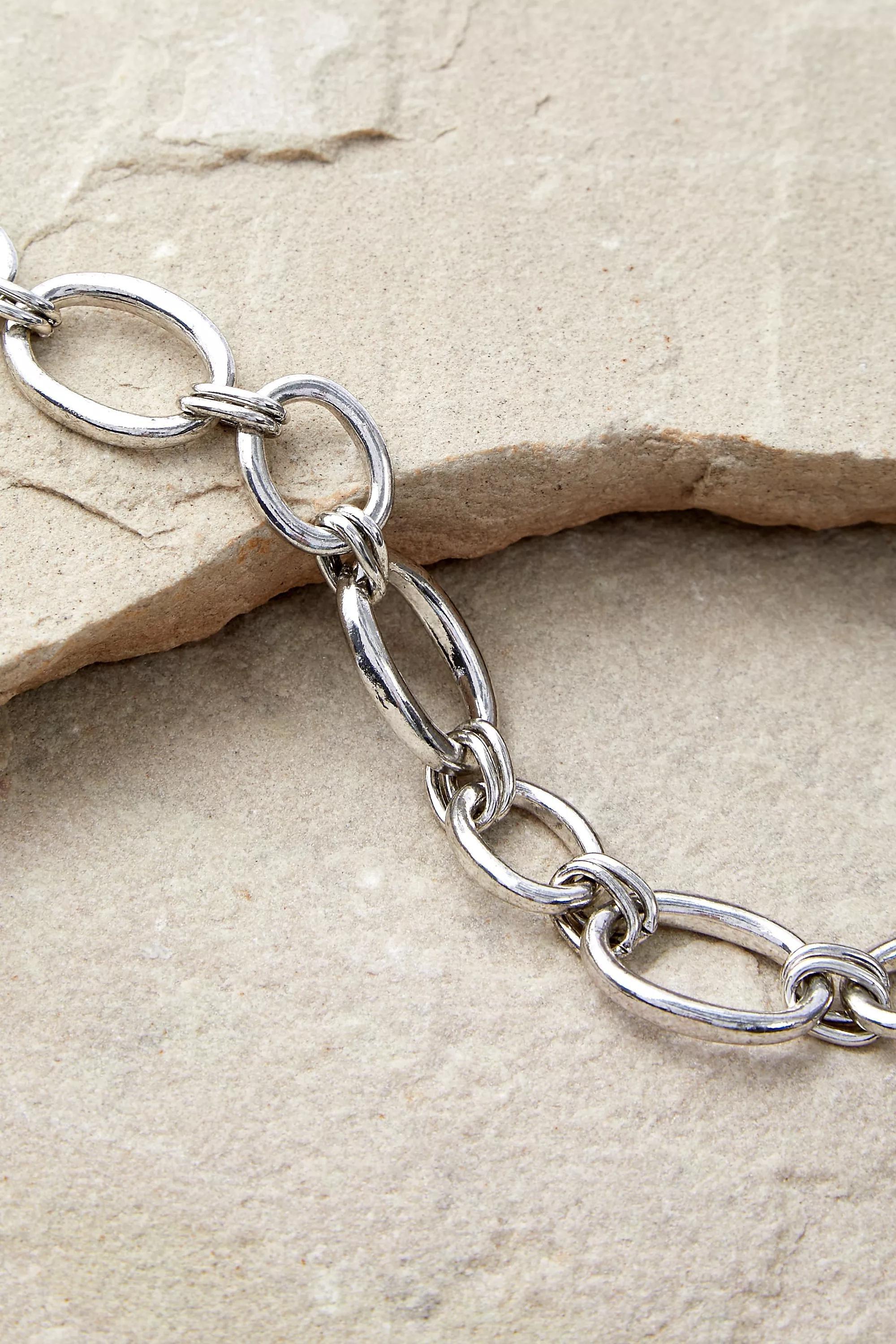 Silver Silence + Noise Circle Link Choker Necklace, , large image number 2