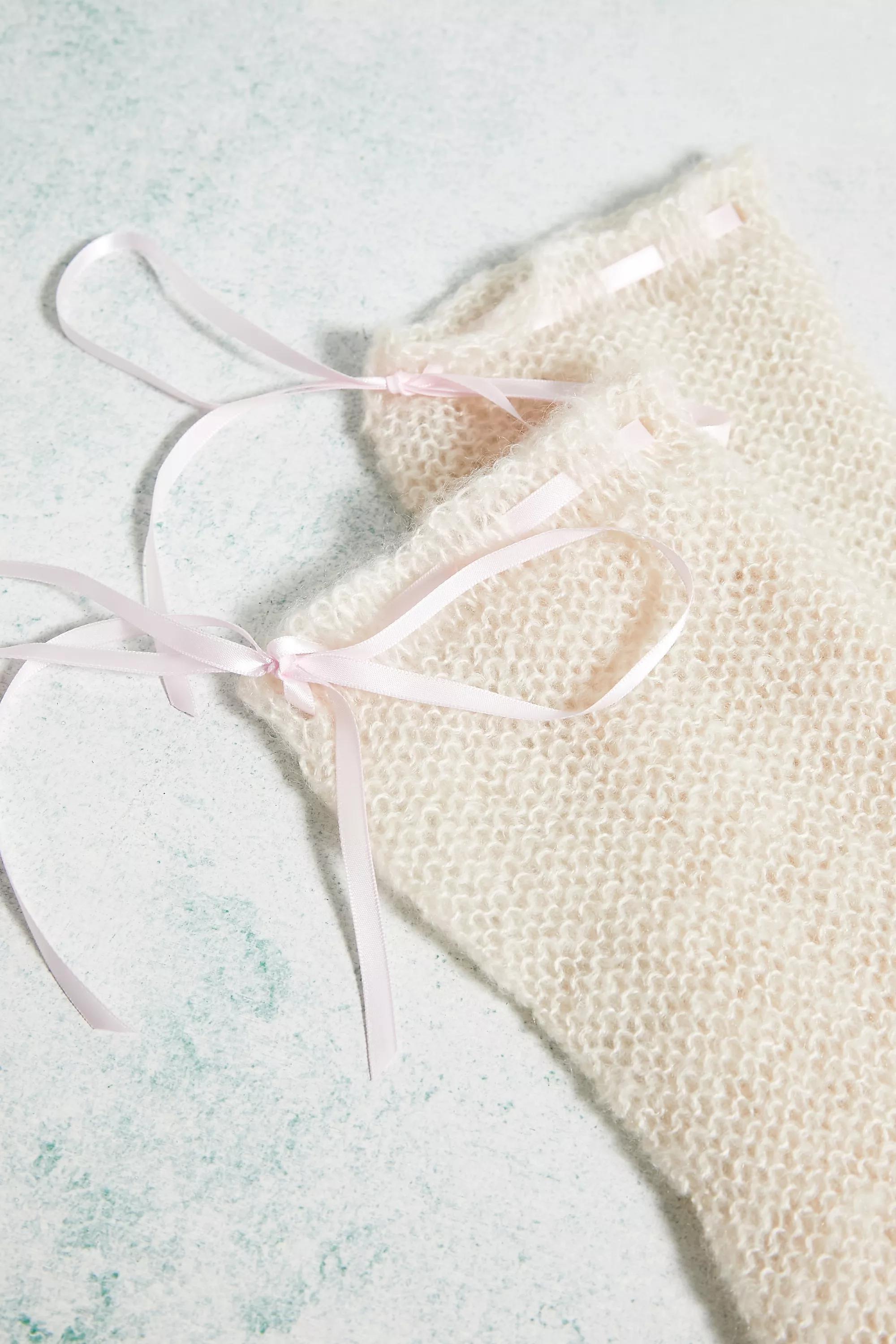 Cream Open Weave Ribbon Leg Warmers, CREME, large image number 3