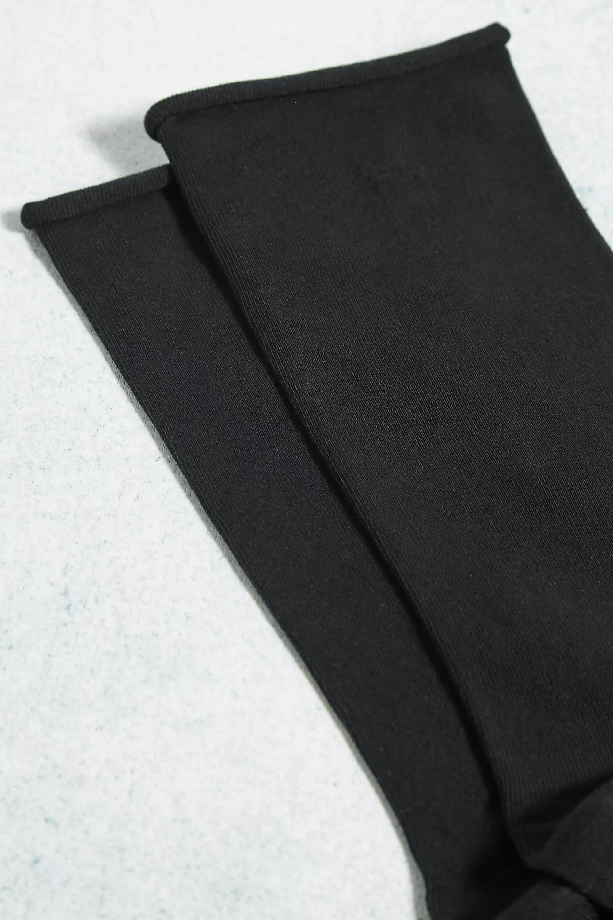 Black Clean Roll Top Sports Socks, , large image number 3