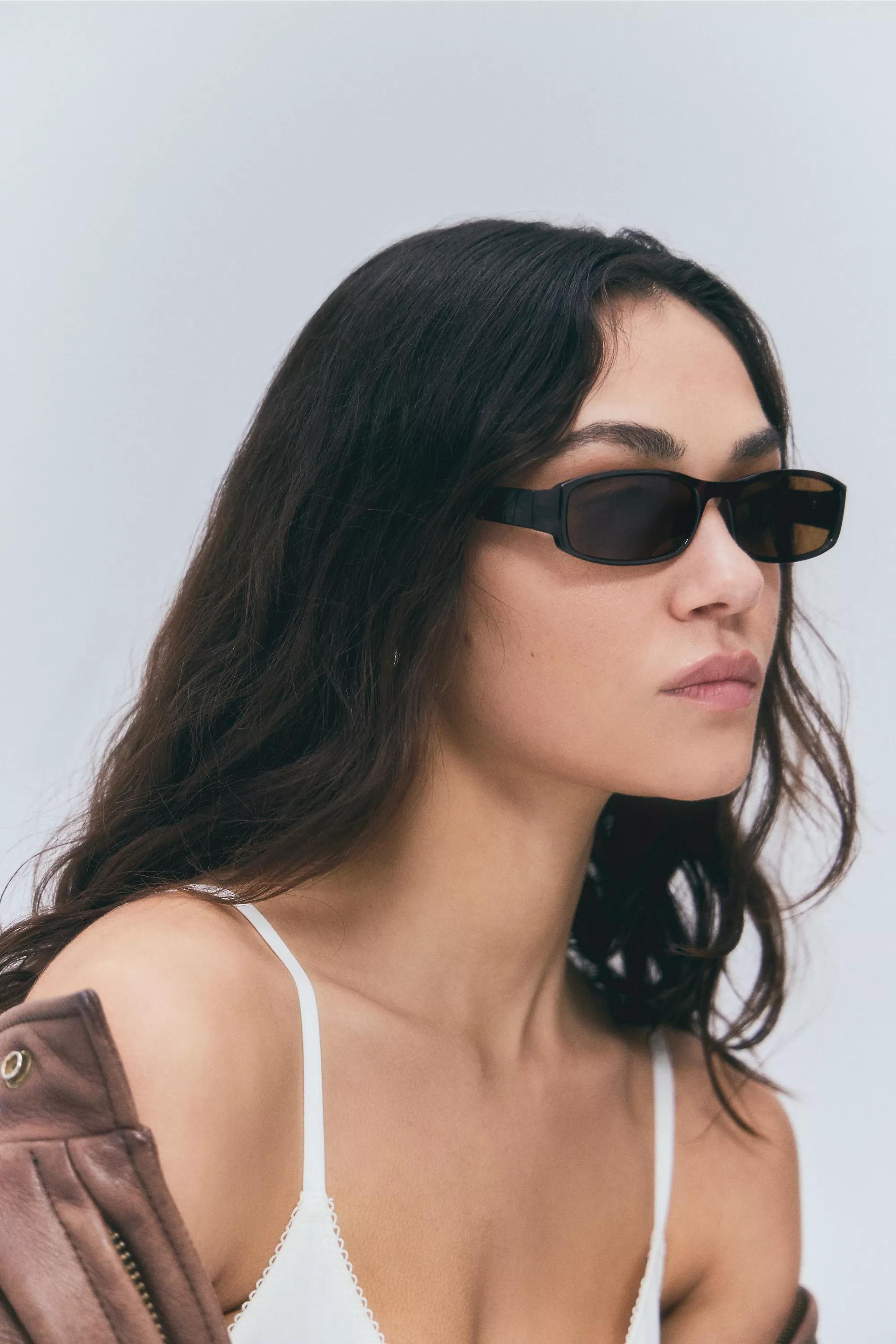 Brown Uo Josephine Skinny Oval Sunglasses, BRN, large image number 0