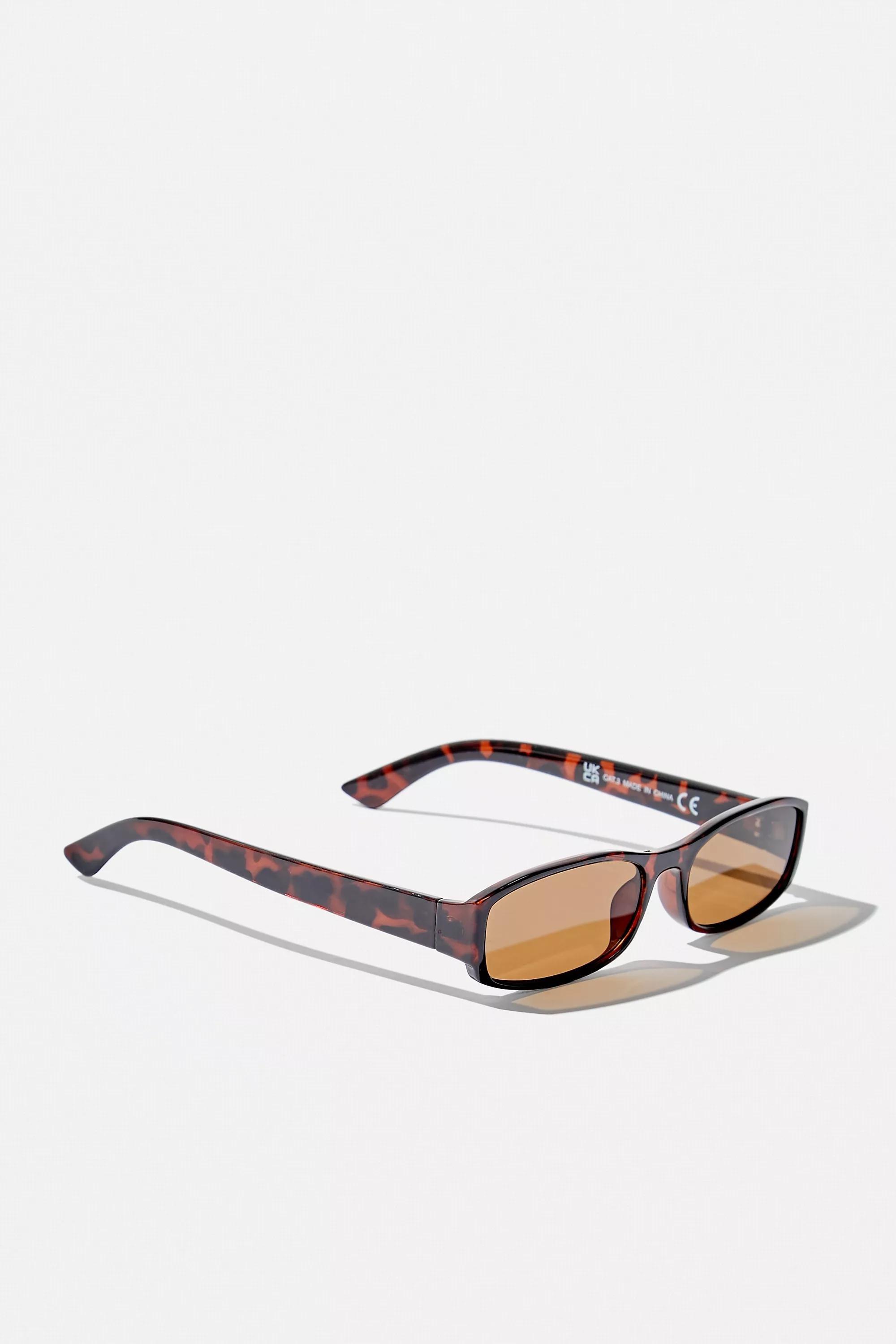 Brown Uo Josephine Skinny Oval Sunglasses, BRN, large image number 3