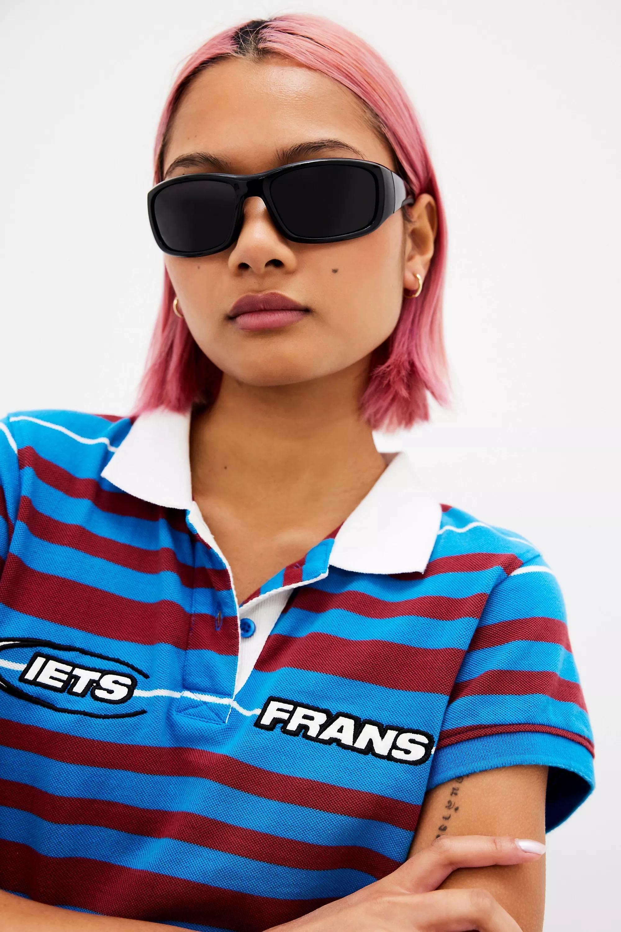 Black Saskia Sports Wrap Sunglasses, BLK, large image number 0