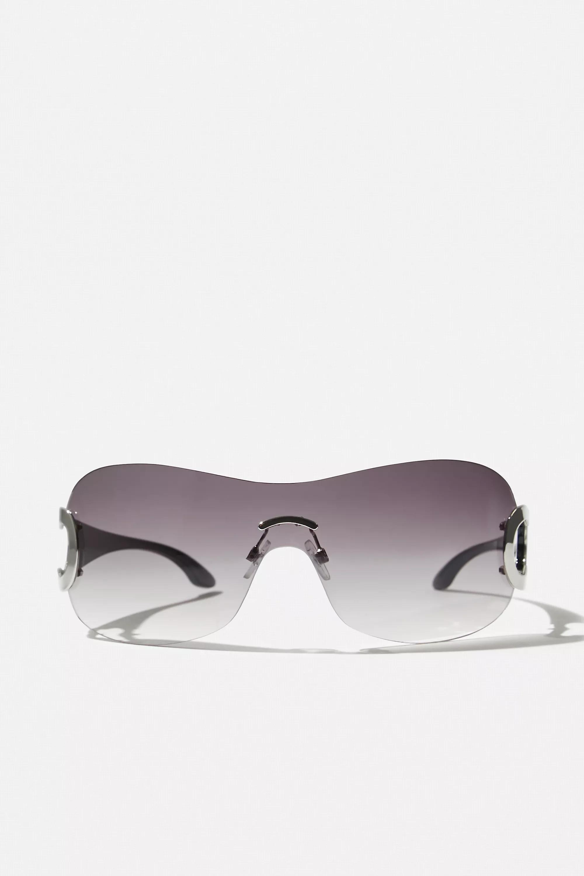 Black Uo Gabriella Shield Sunglasses, BLK, large image number 1