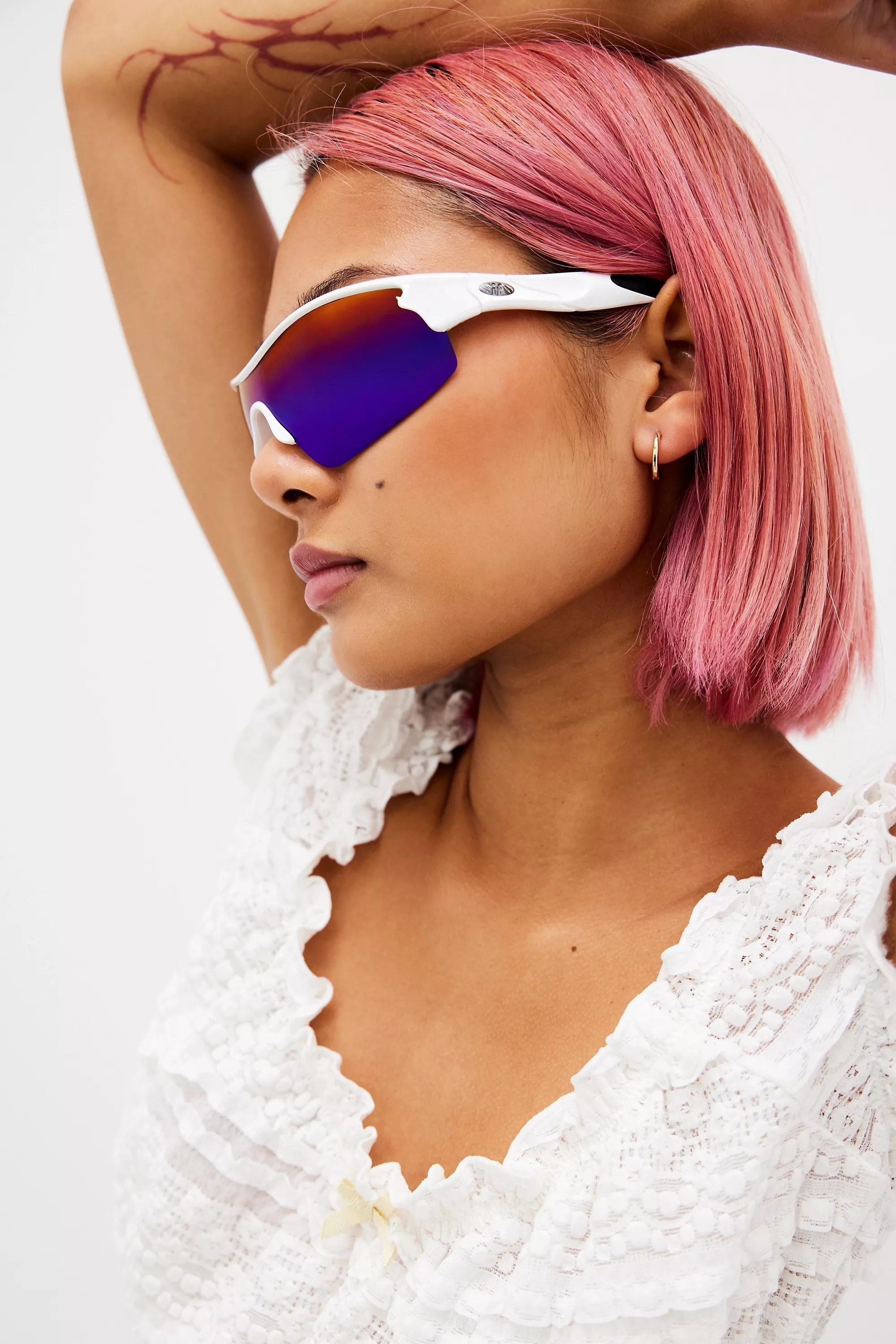 White Fergie Sports Visor Sunglasses, WHT, large image number 0