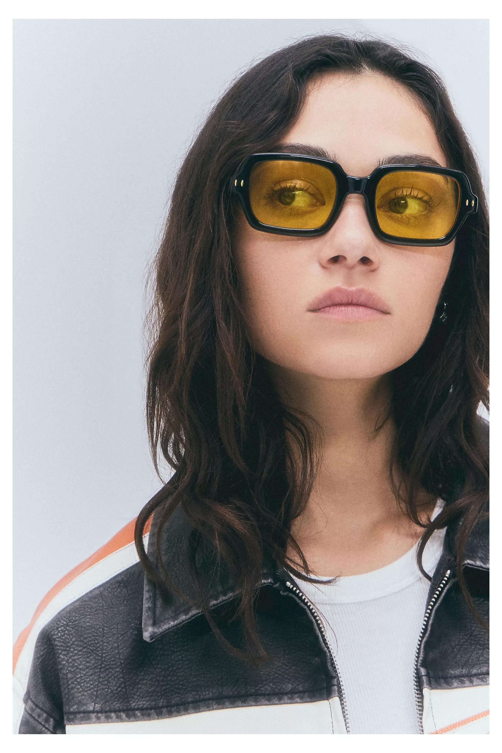 Black Uo Izzy Vintage Square Sunglasses, BLK, large image number 0