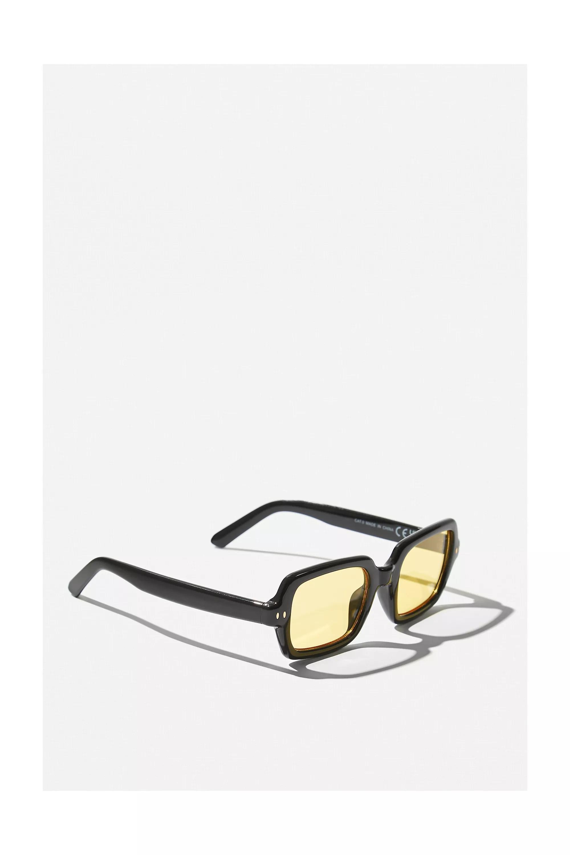 Black Uo Izzy Vintage Square Sunglasses, BLK, large image number 2