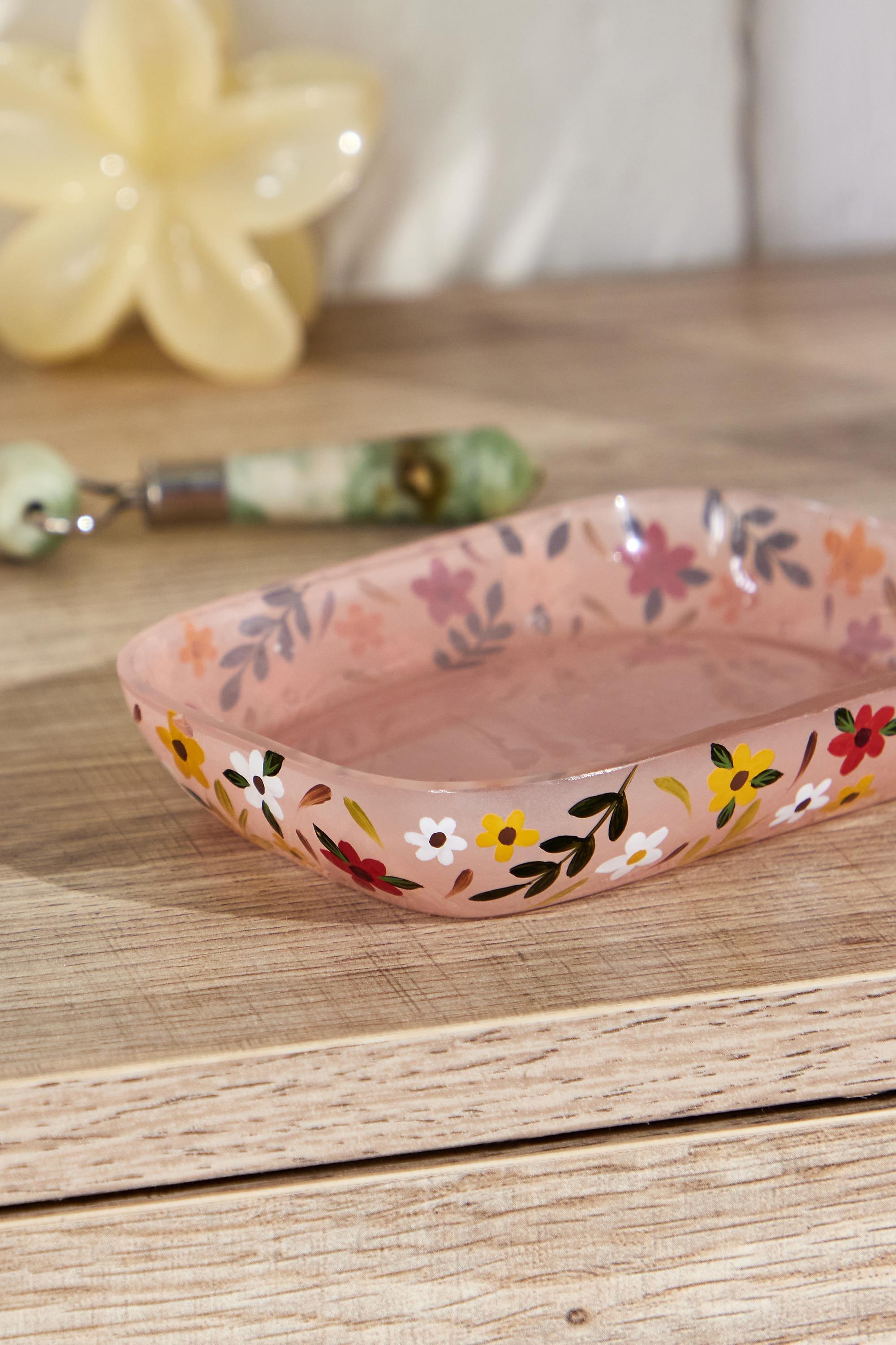 Pink Amelia Floral Soap Dish, PINK, large image number 2