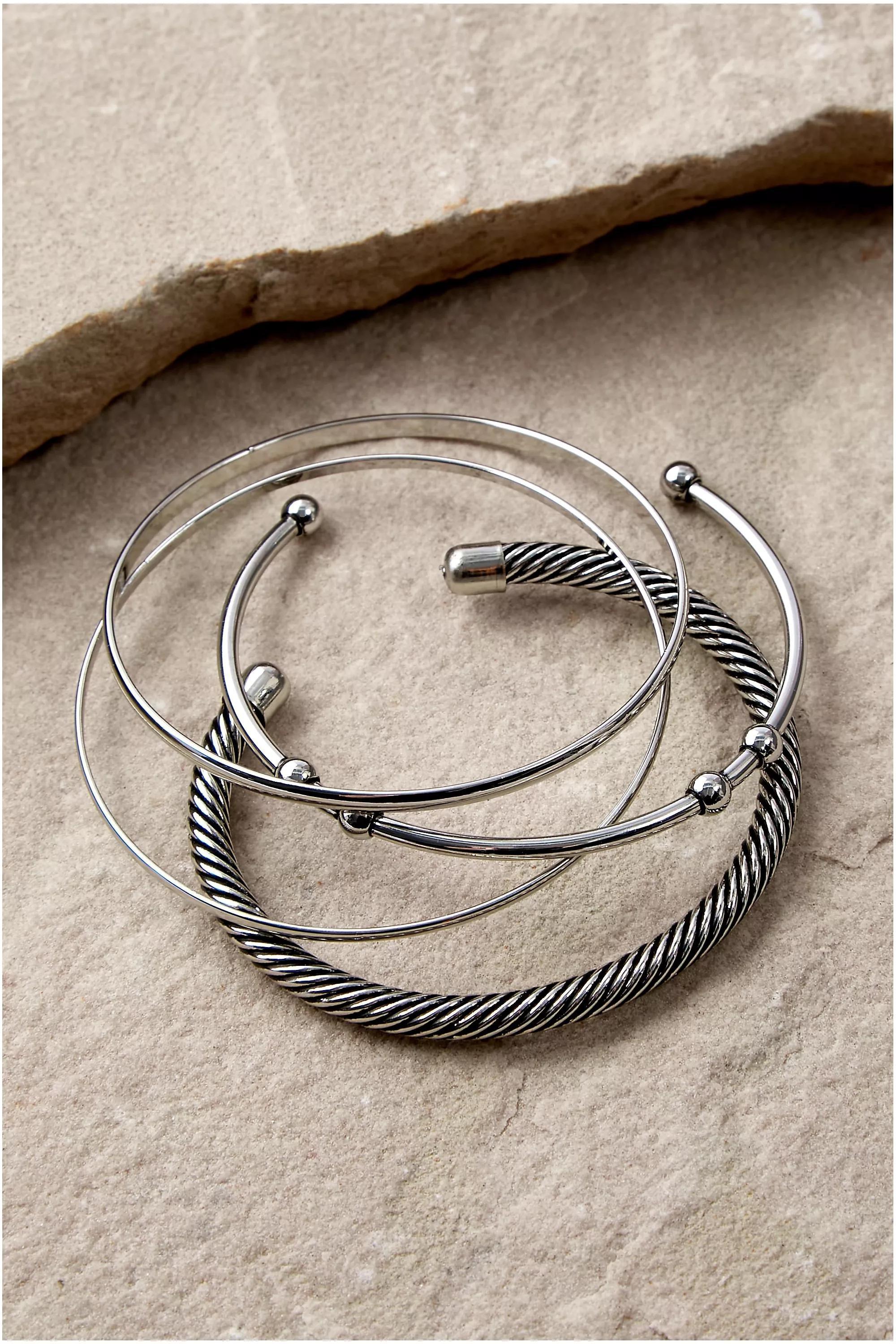 Silver Silence + Noise Kaya Bangles, Set Of 4, SLVR, large image number 0