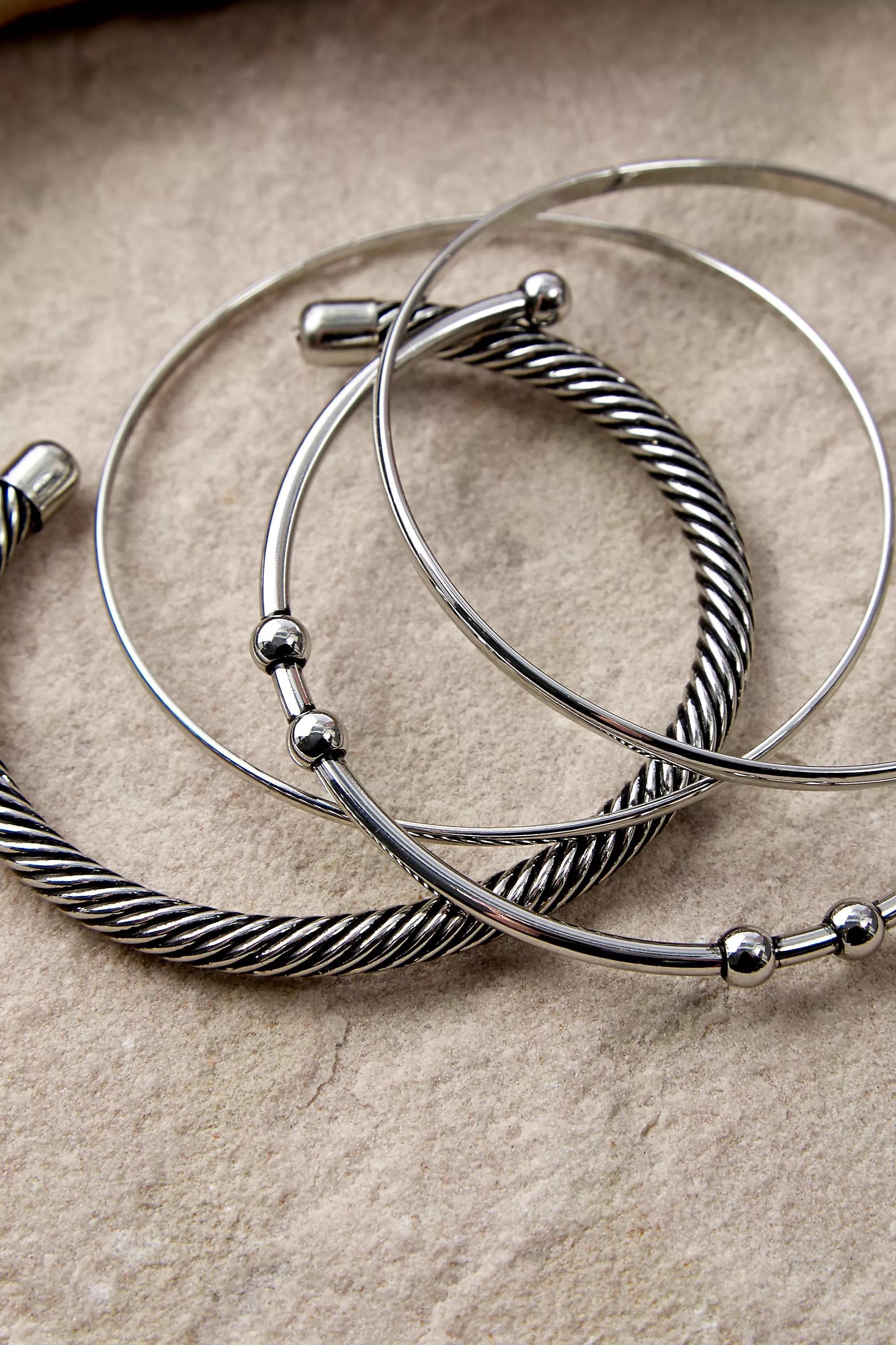 Silver Silence + Noise Kaya Bangles, Set Of 4, SLVR, large image number 2