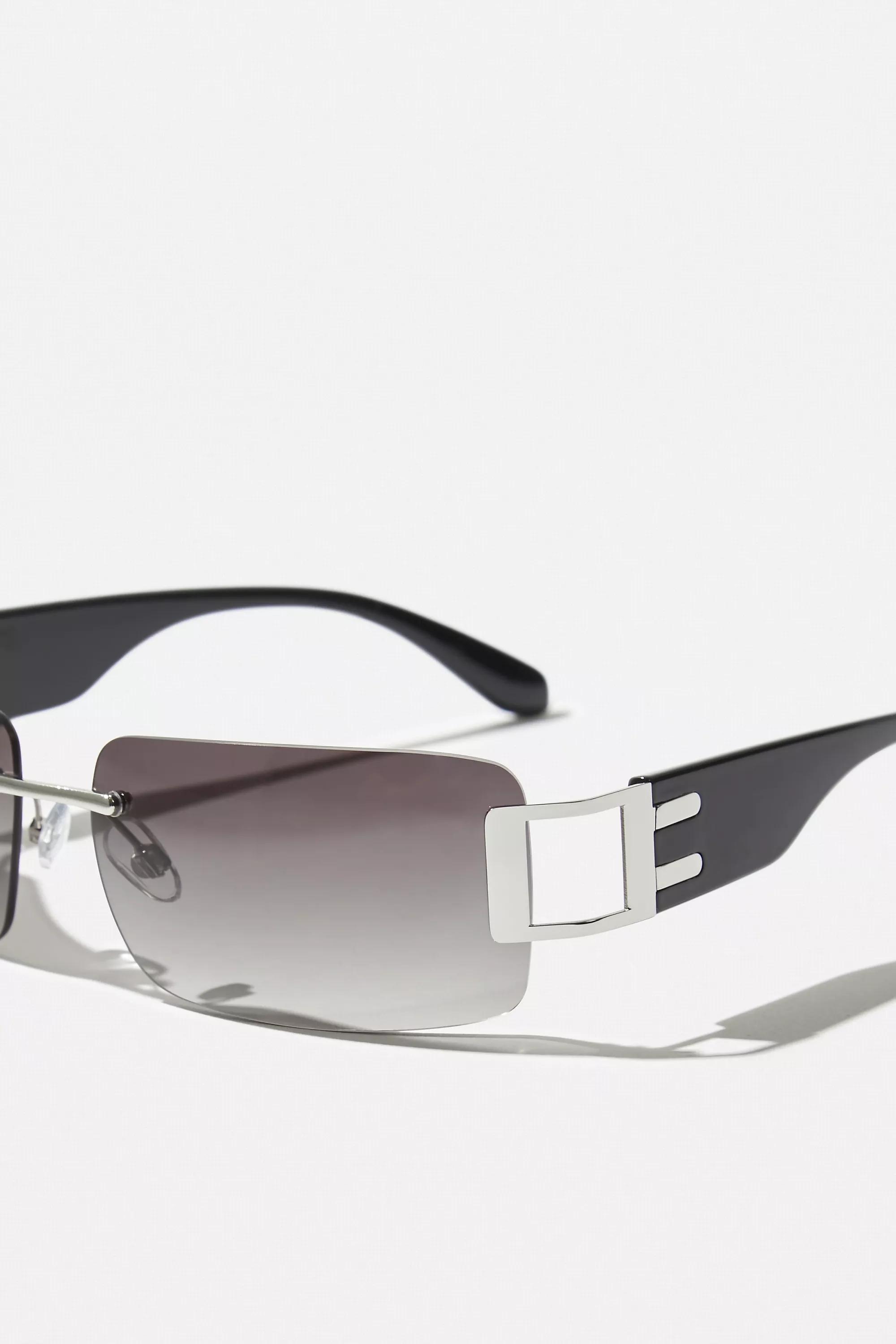 Black Uo Maxine Y2K Rimless Sunglasses, BLK, large image number 2