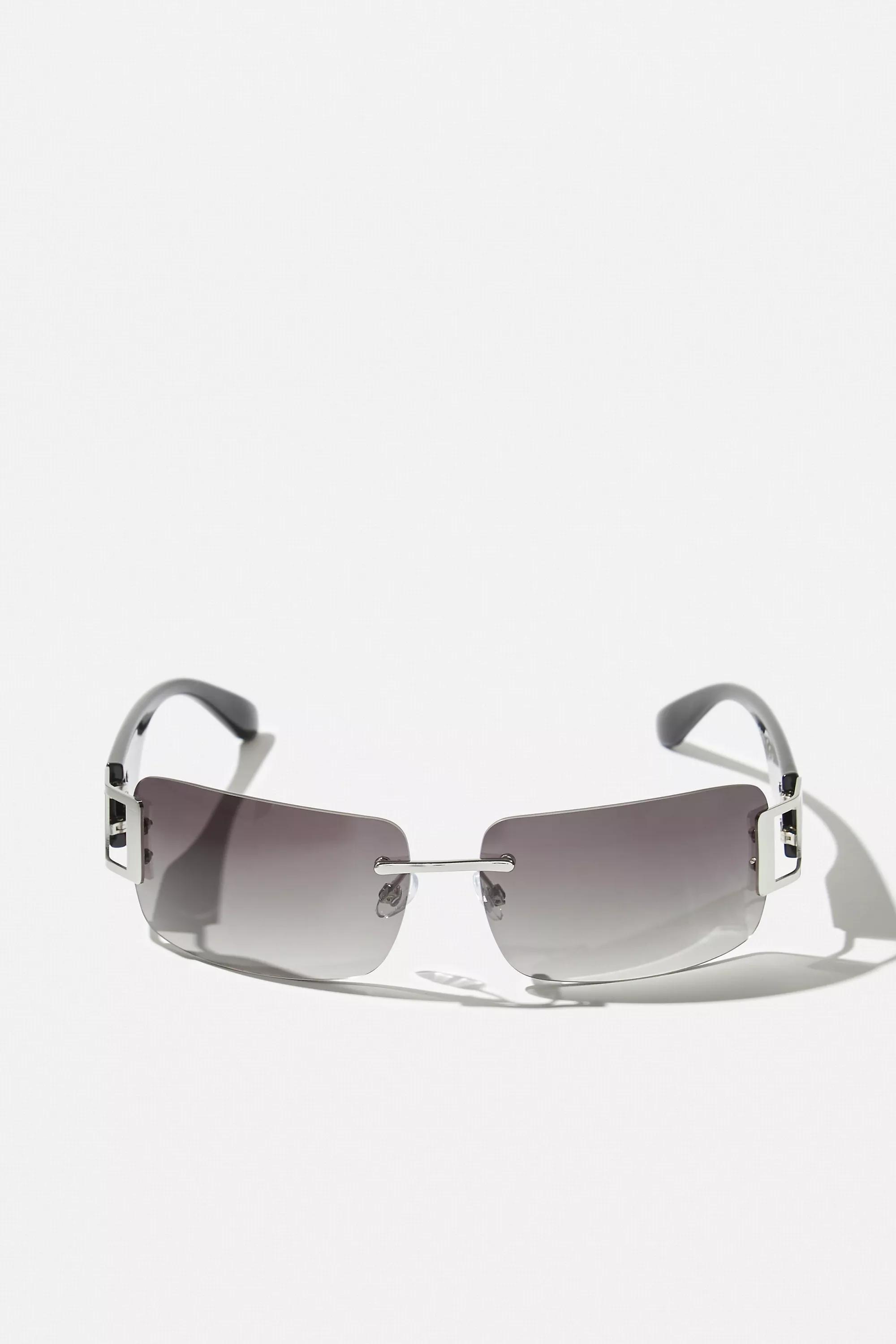 Black Uo Maxine Y2K Rimless Sunglasses, BLK, large image number 3