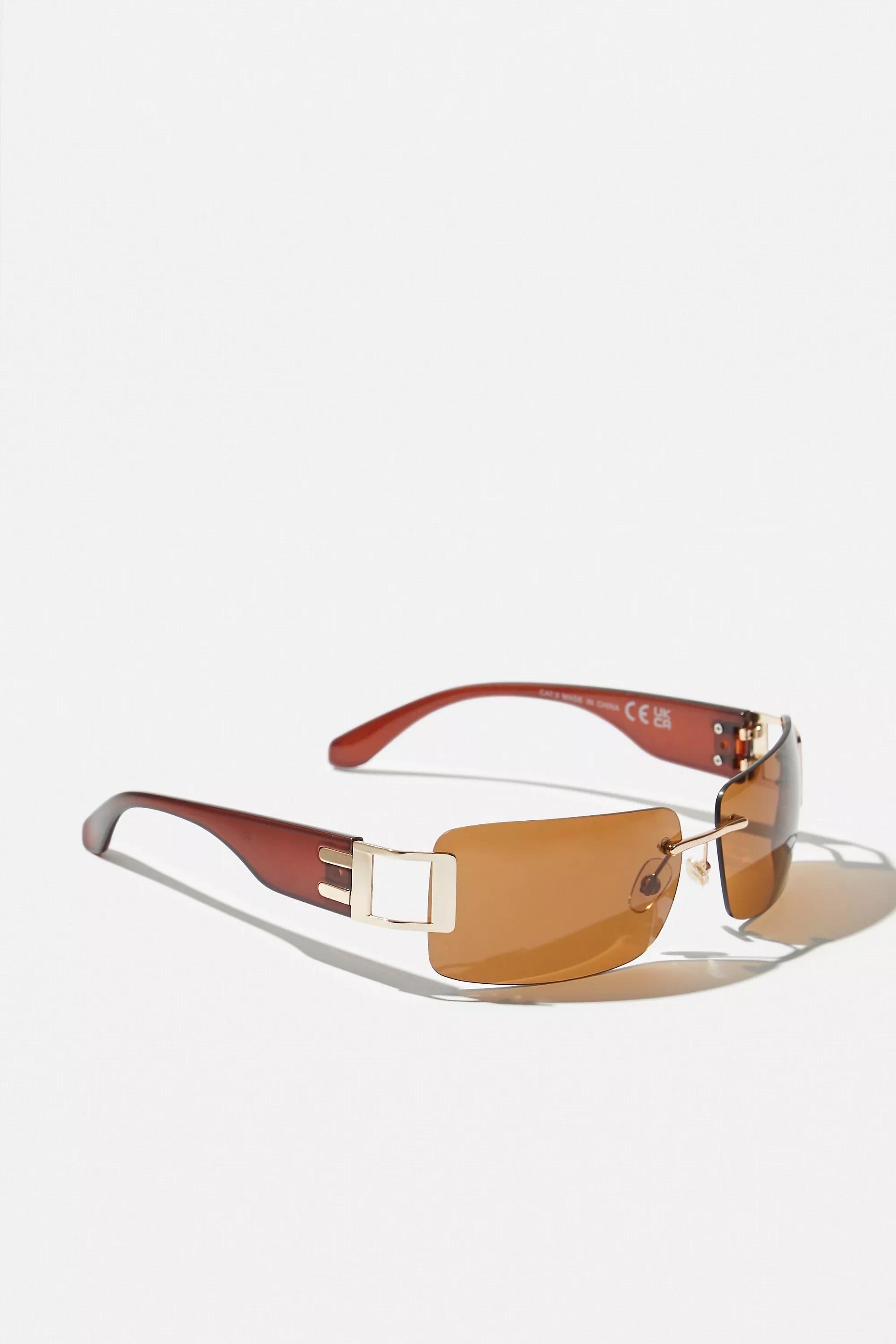 Brown Uo Maxine Y2K Rimless Sunglasses, BRN, large image number 1
