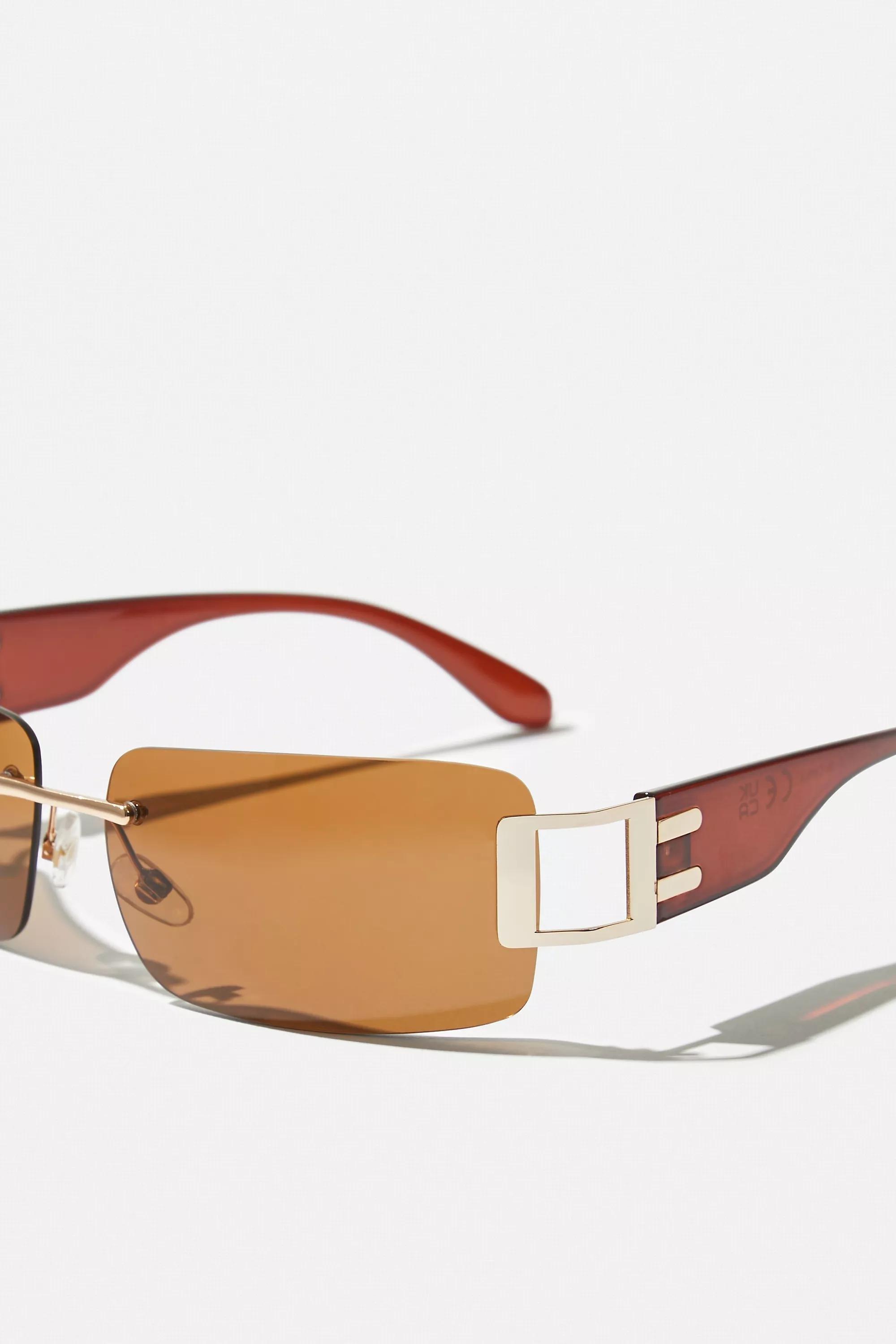 Brown Uo Maxine Y2K Rimless Sunglasses, BRN, large image number 2
