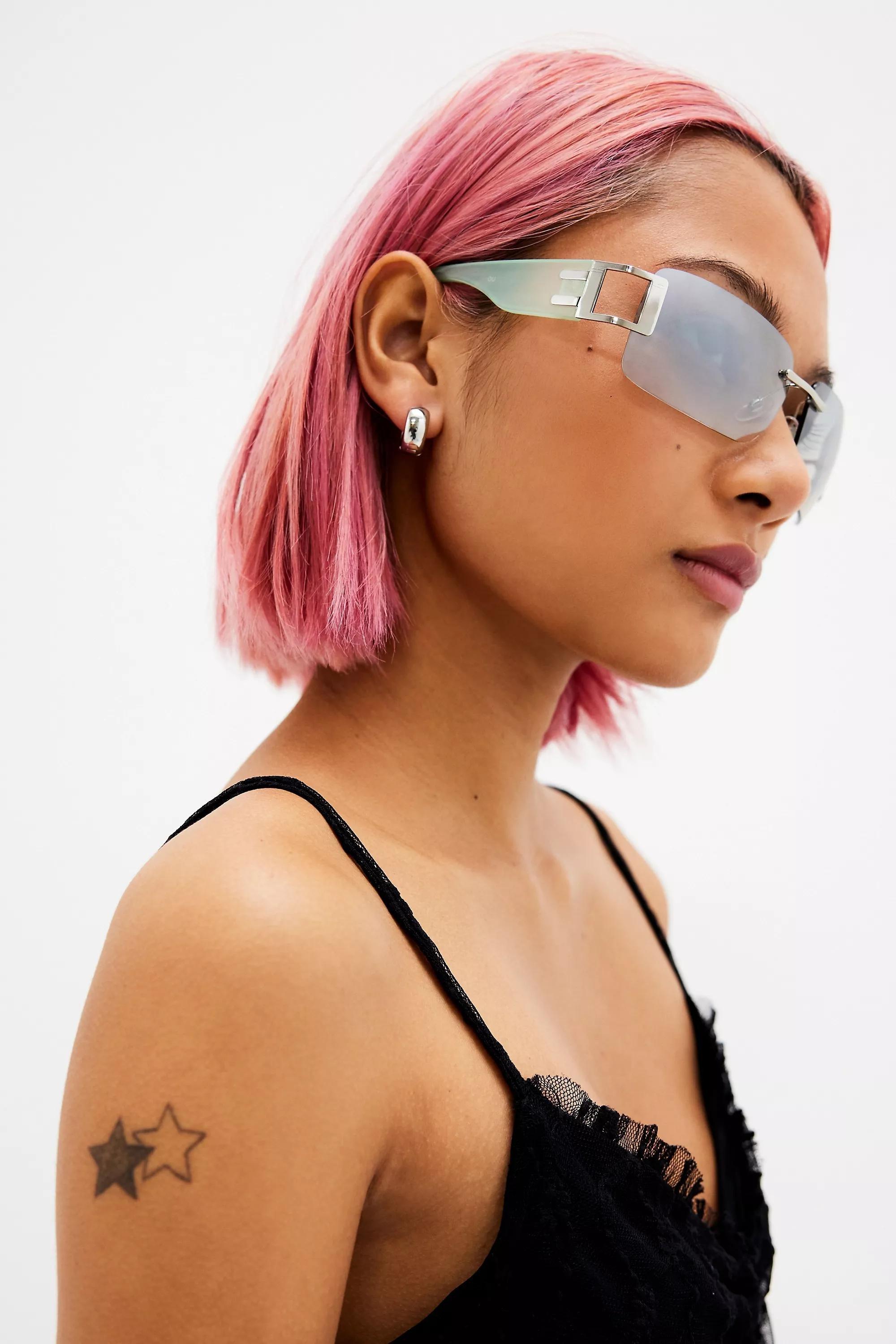 Blue Uo Maxine Y2K Rimless Sunglasses, BLUE, large image number 0