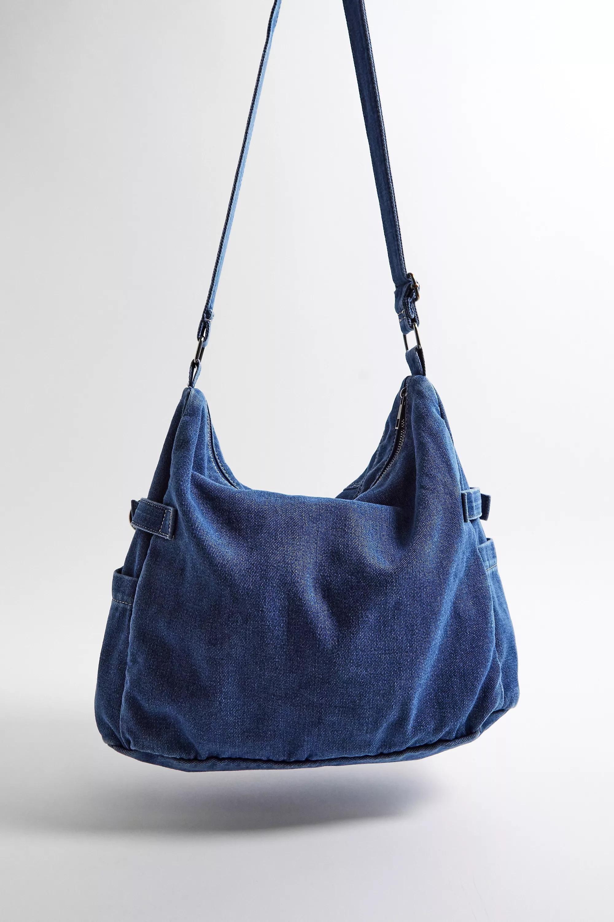 Blue Denim Patchwork Sling Bag, DENIM D, large image number 3