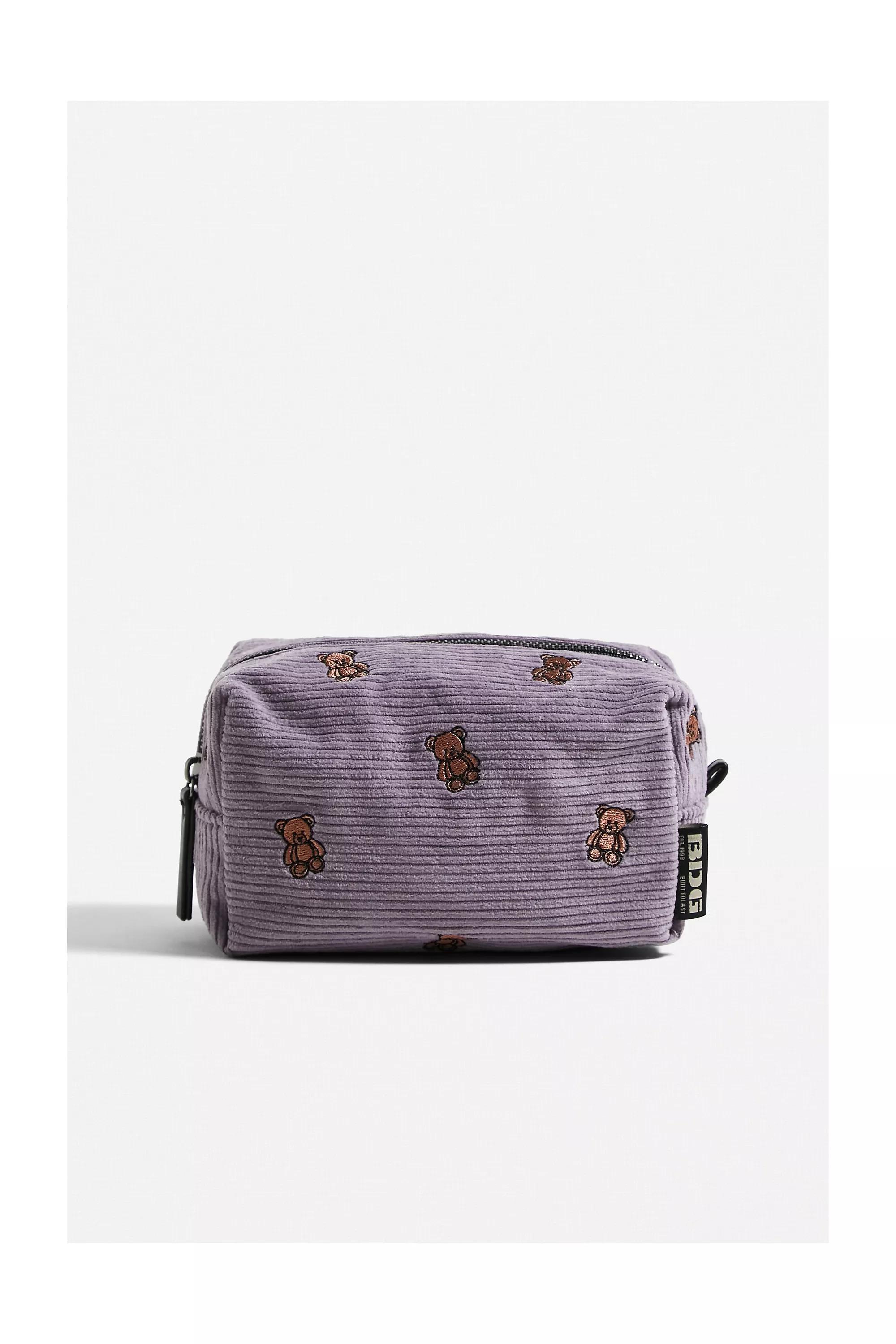 Purple Bdg Teddy Cord Makeup Bag, ASSORT, large image number 0