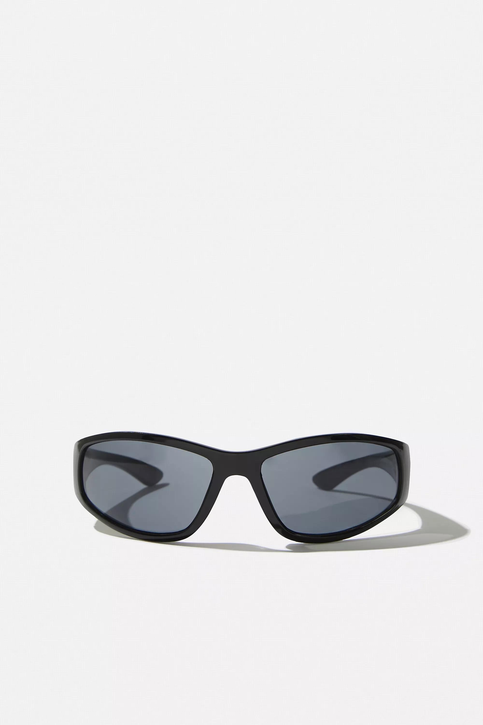 Black Sports Wrap Sunglasses, BLK, large image number 1