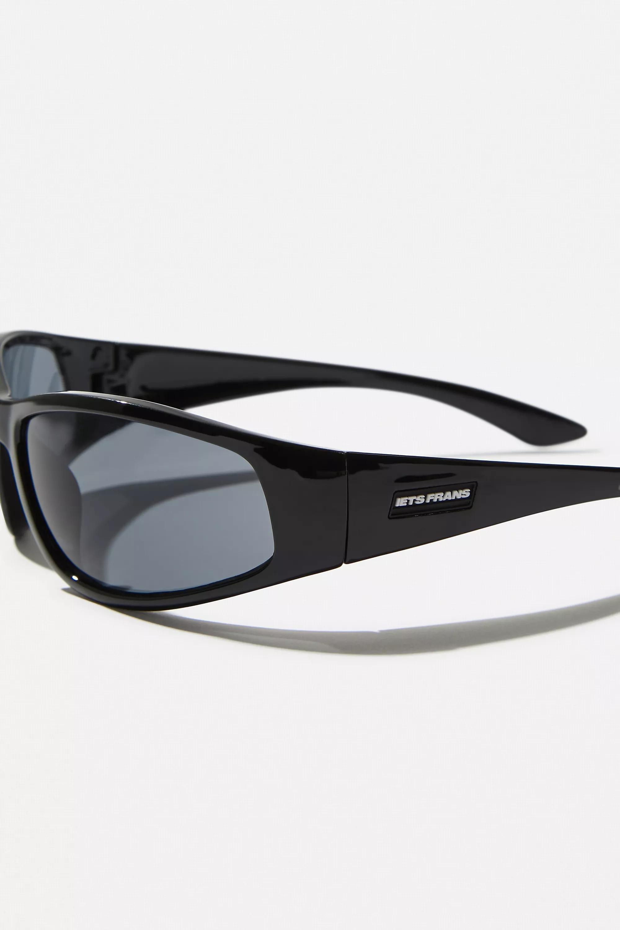 Black Sports Wrap Sunglasses, BLK, large image number 2