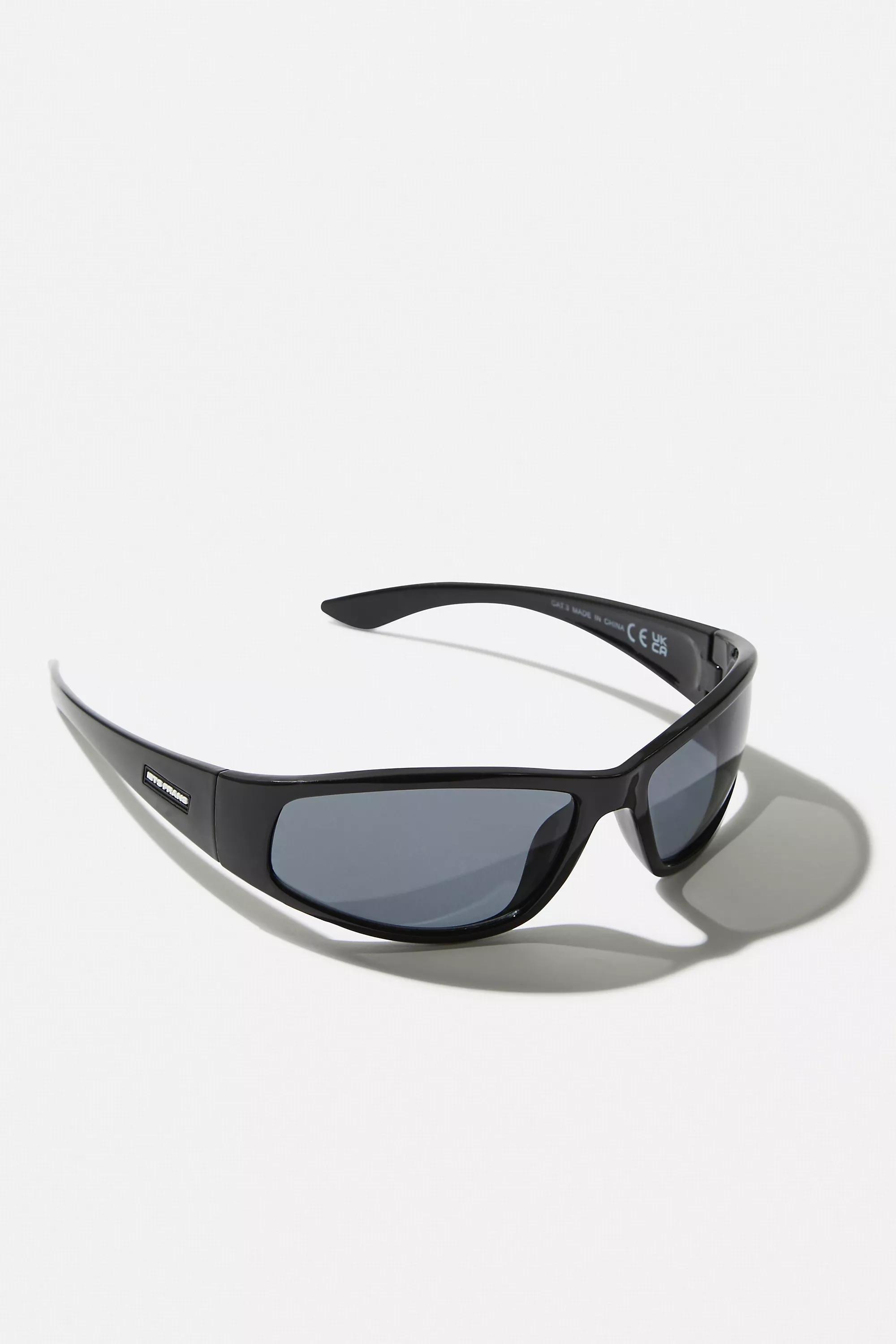 Black Sports Wrap Sunglasses, BLK, large image number 3