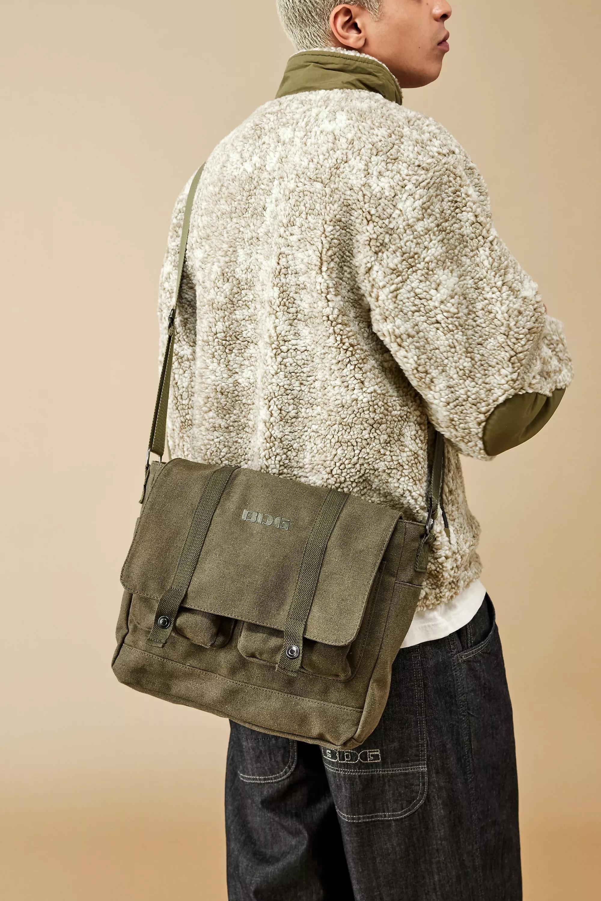 Beige Bdg Tan Canvas Messenger Bag, NEUTR, large image number 0