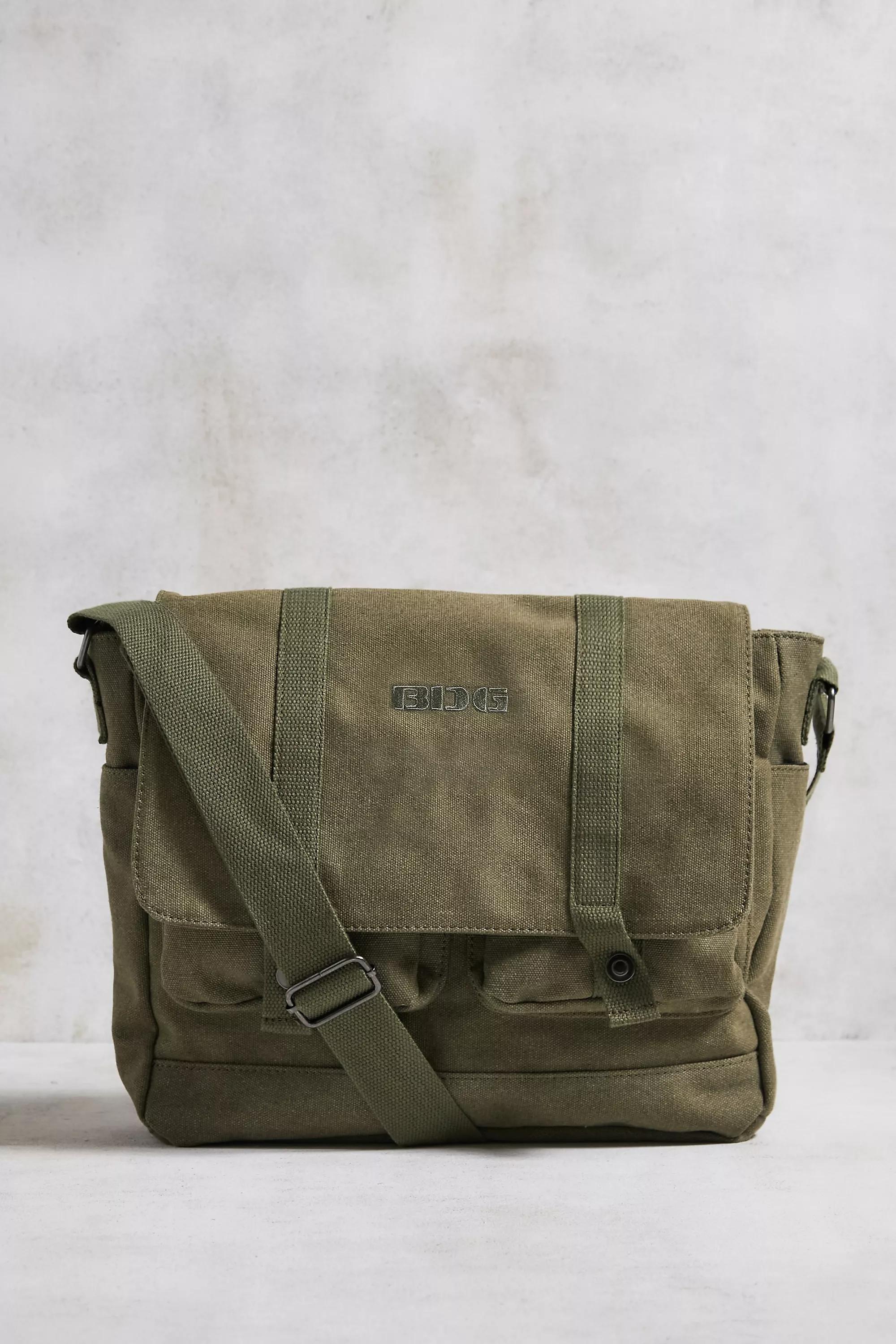 Beige Bdg Tan Canvas Messenger Bag, NEUTR, large image number 1