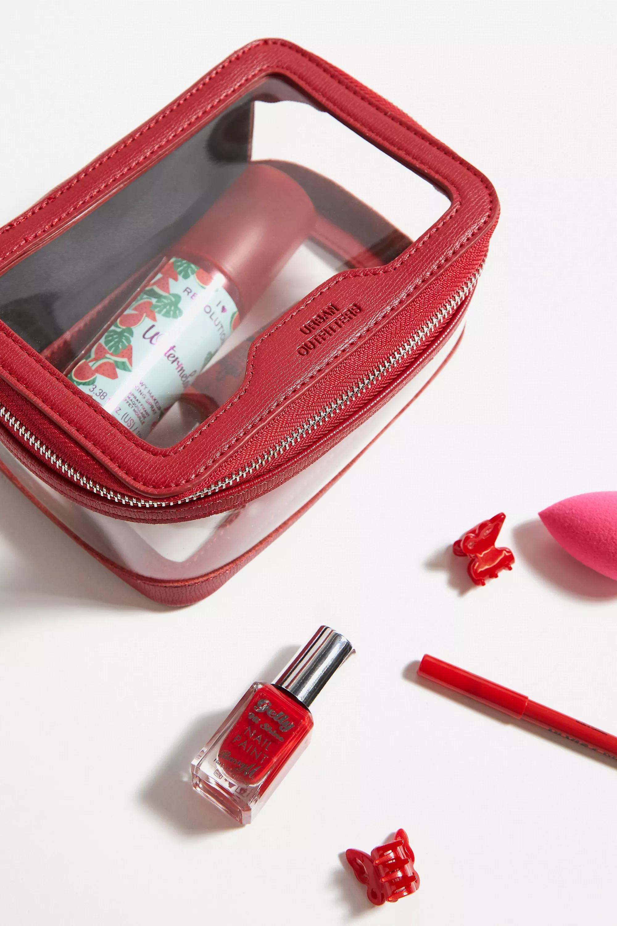 Red Uo Zip-Around Makeup Bag, RED, large image number 1