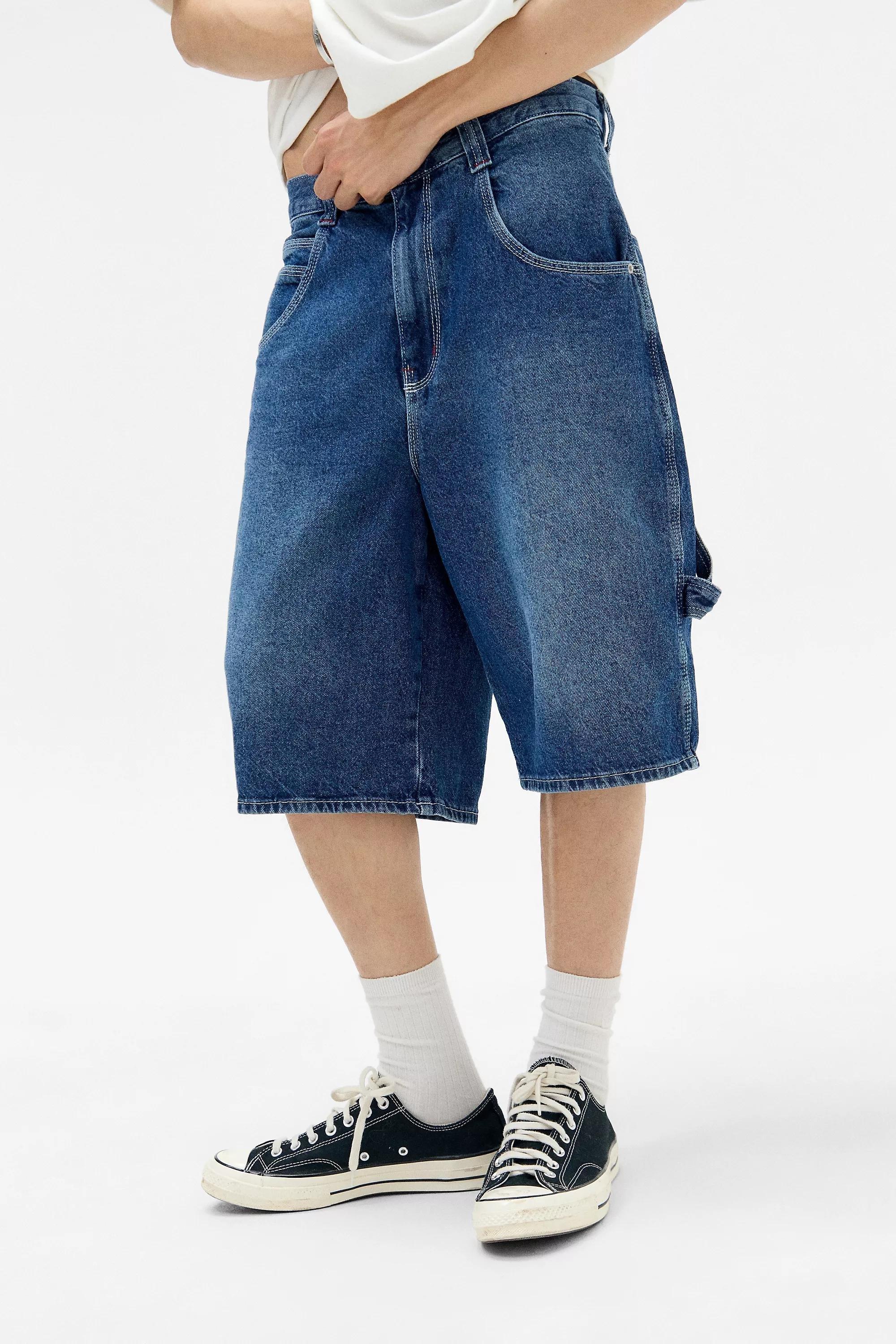 Blue Bdg Washed Oversized Carpenter Shorts, , large image number 0