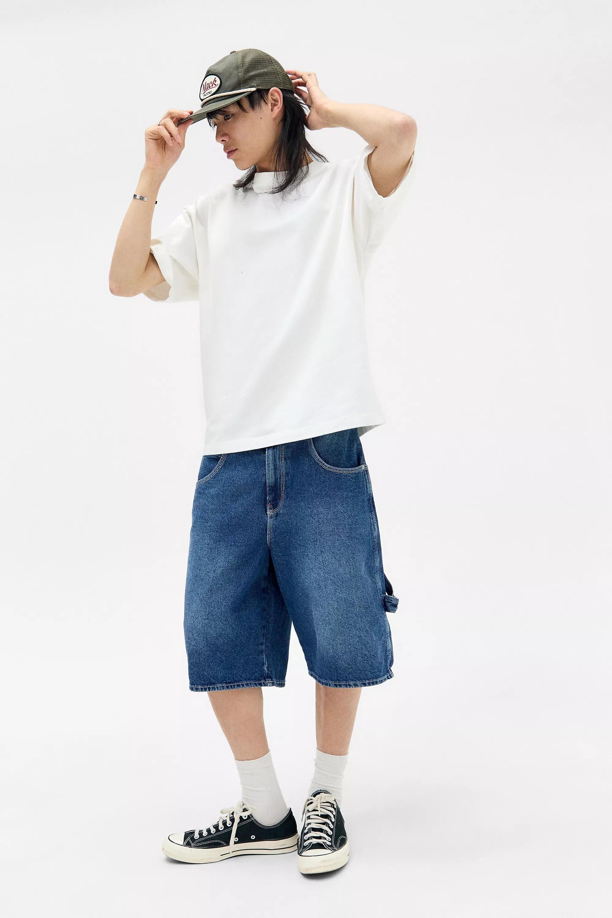 Blue Bdg Washed Oversized Carpenter Shorts, , large image number 1