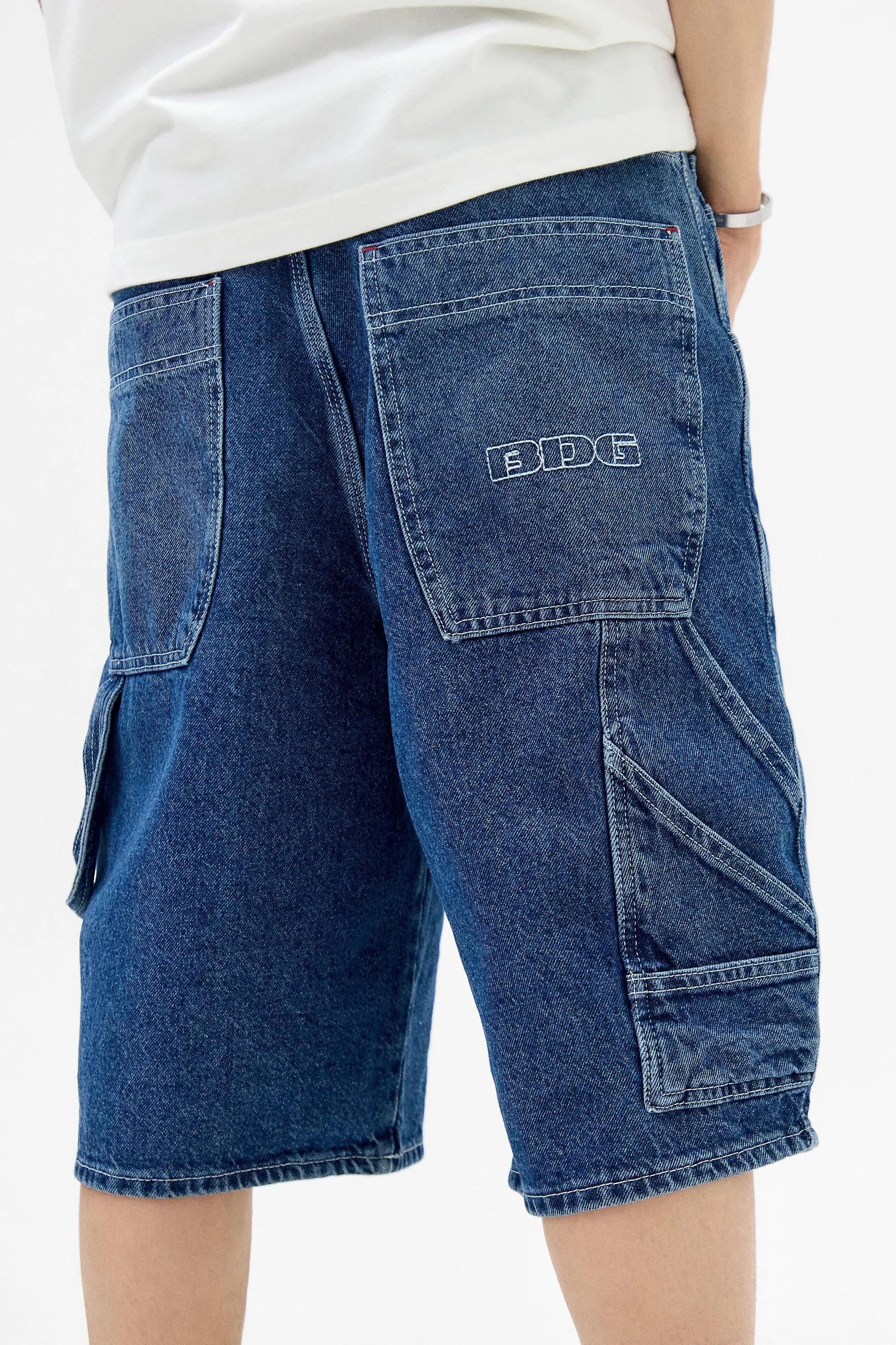Blue Bdg Washed Oversized Carpenter Shorts, , large image number 2